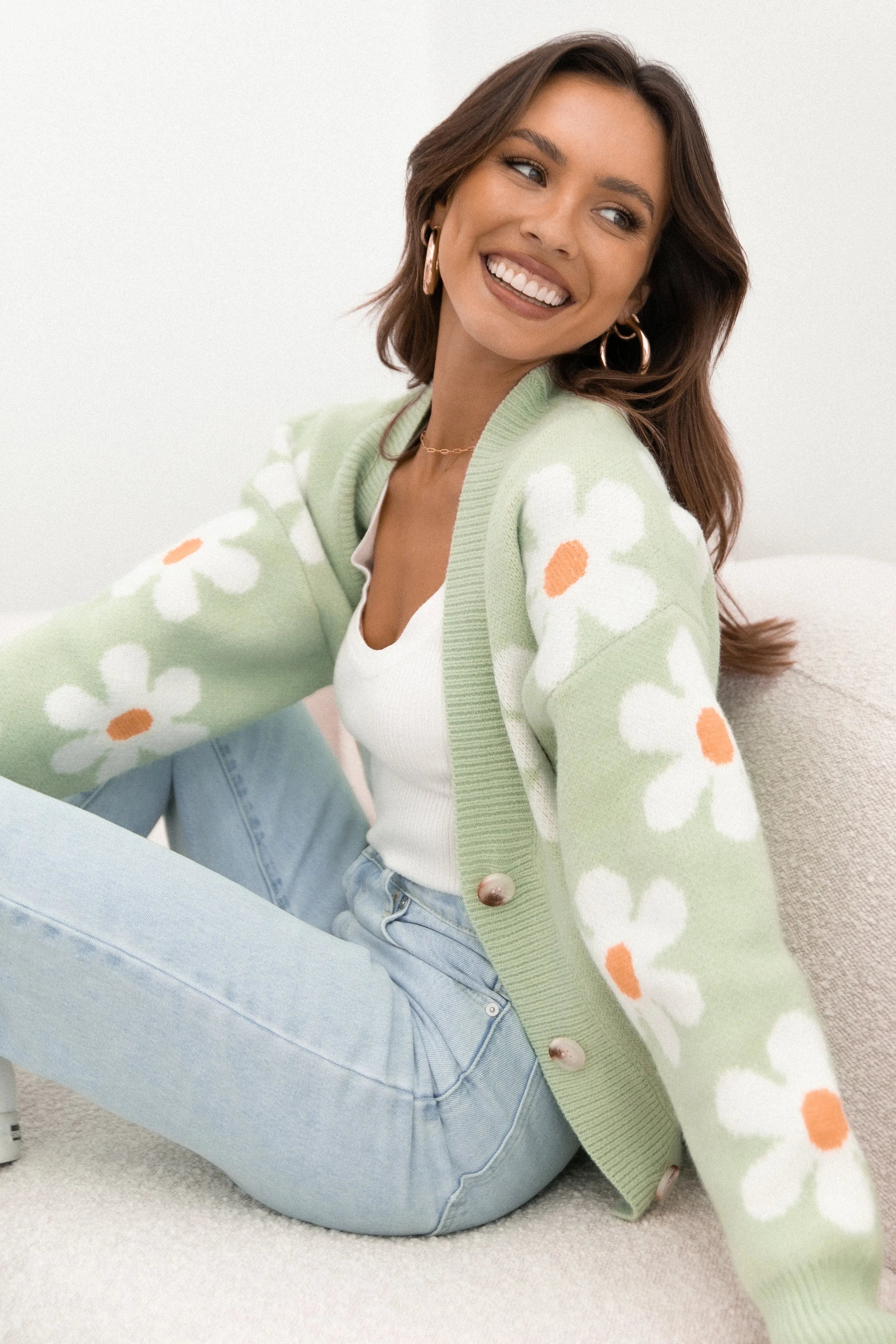 Daisy Cardigan - Green sold by Petal & Pup