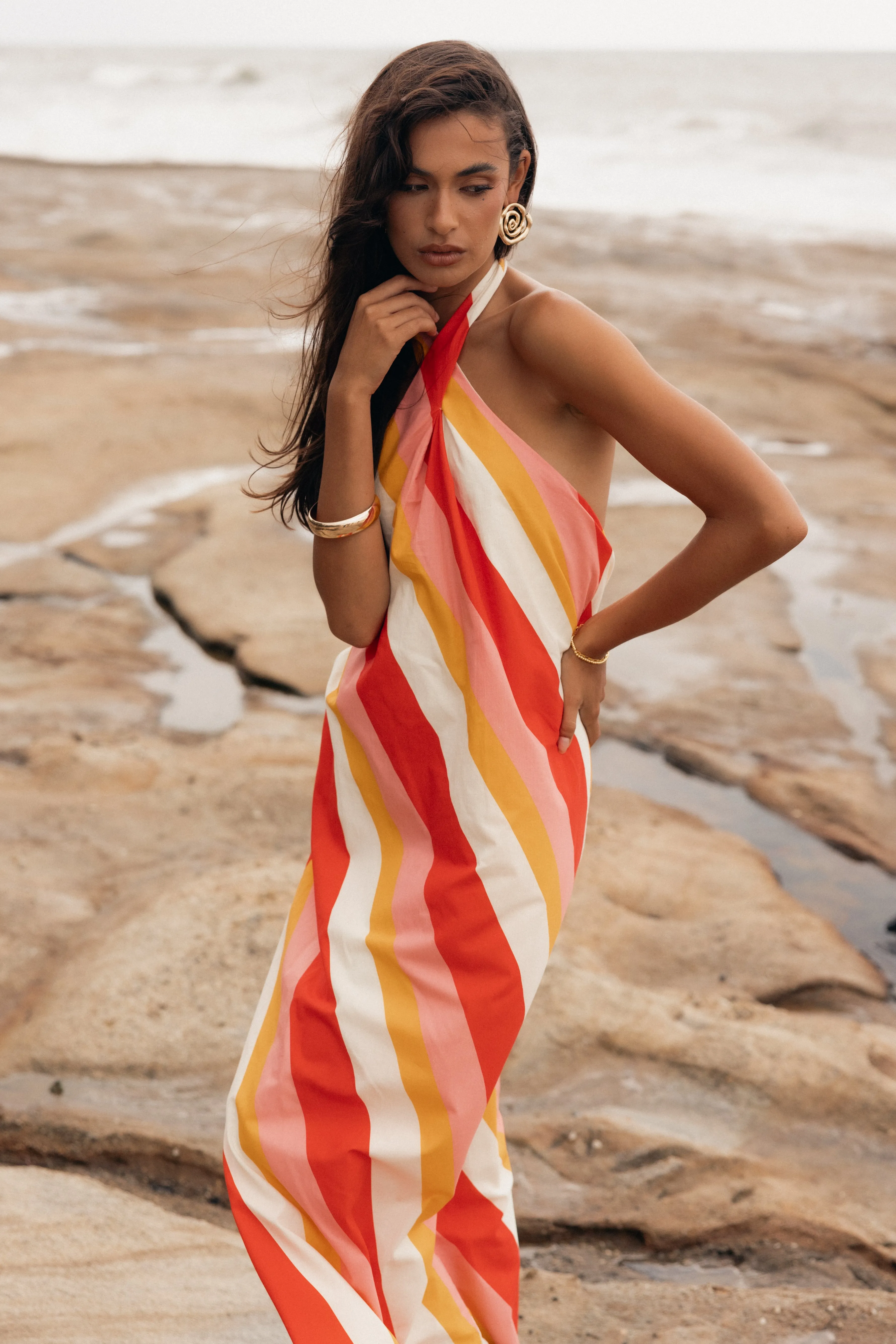 Sabbia Maxi Dress - Pink Stripe sold by Petal & Pup