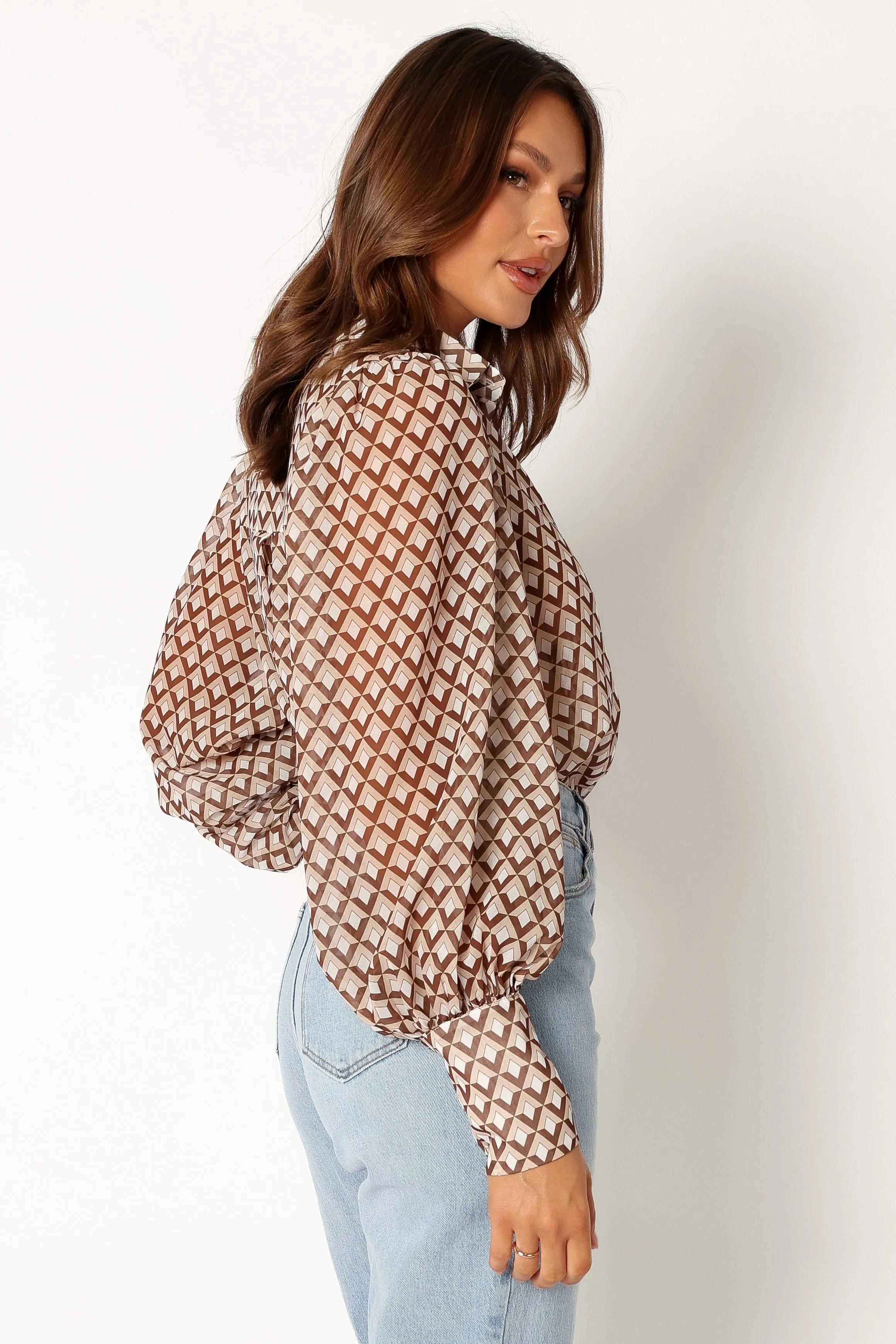 Fleetwood Blouse - Chocolate Geo sold by Petal & Pup product image thumbnail 5