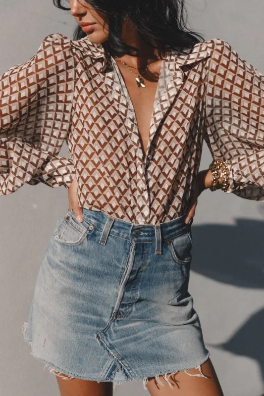 Fleetwood Blouse - Chocolate Geo made by Petal & Pup