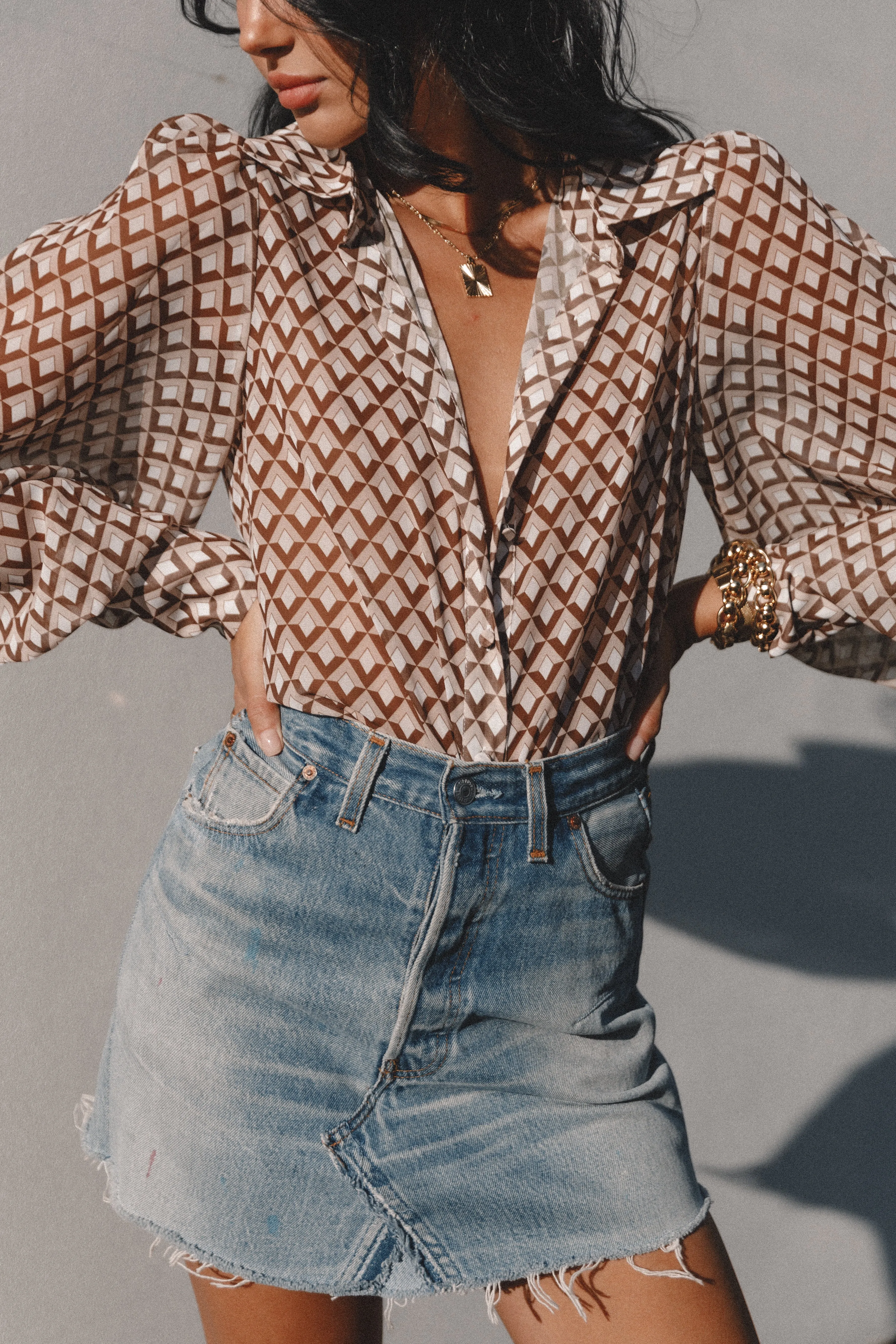 Fleetwood Blouse - Chocolate Geo sold by Petal & Pup