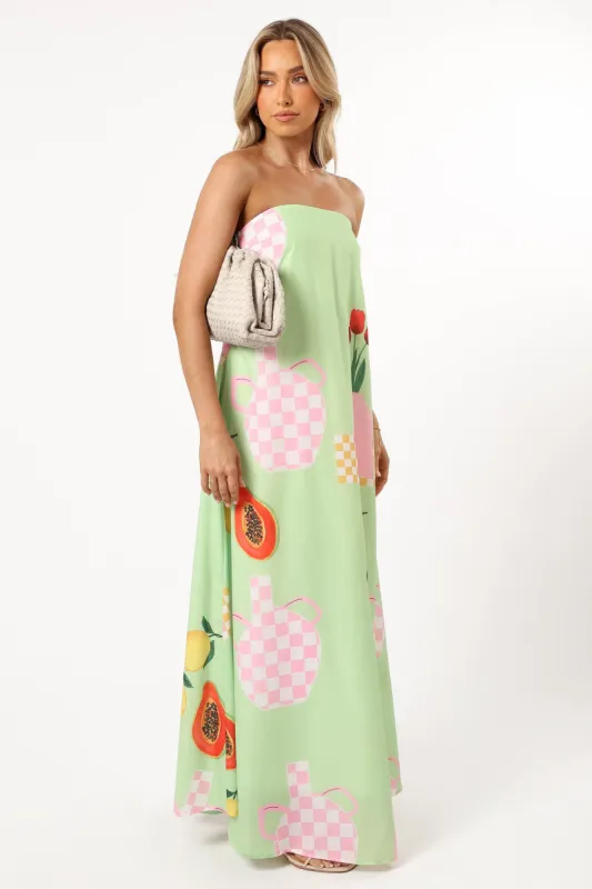 Piccolo Strapless Maxi Dress - Green Papaya sold by Petal & Pup
