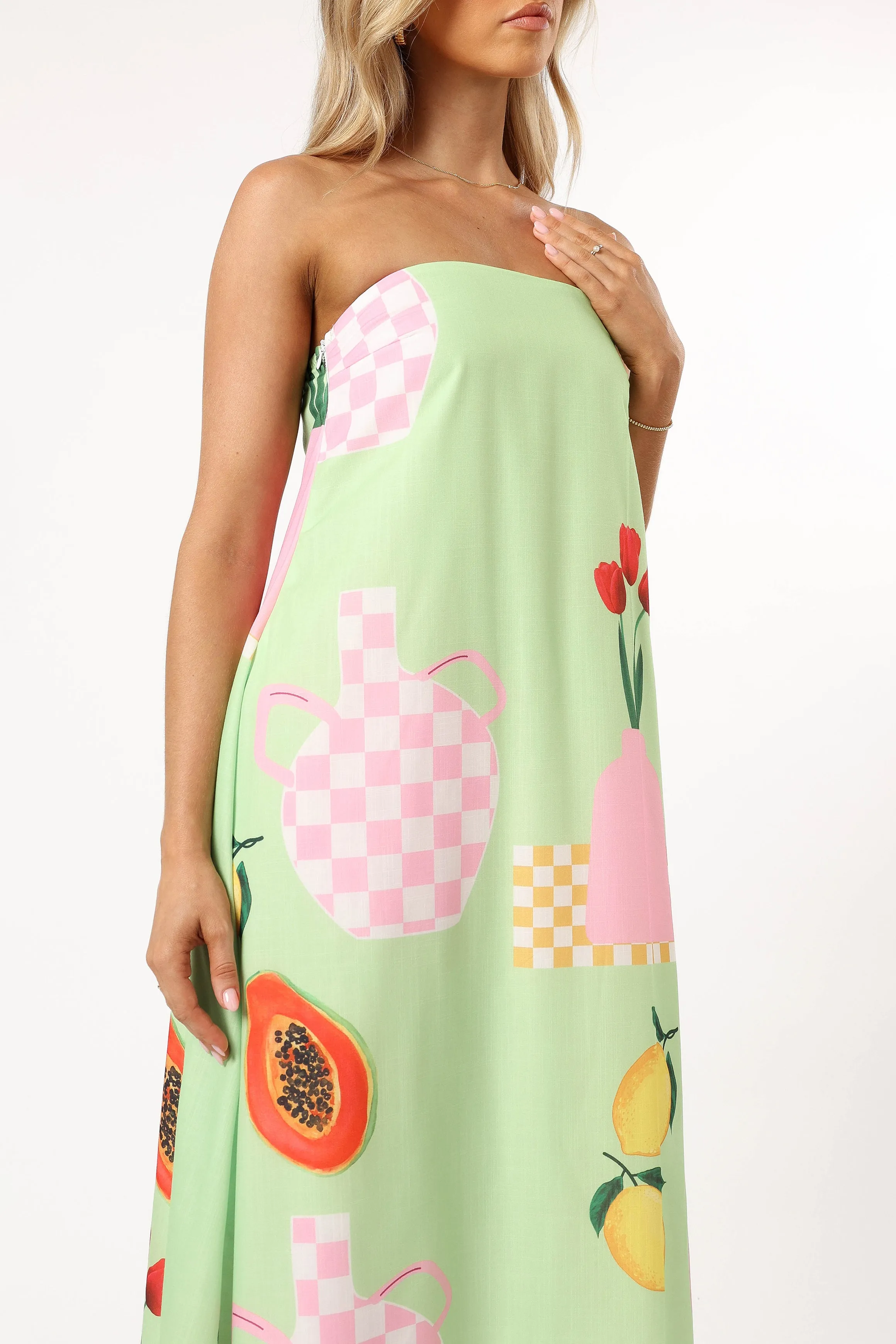 Piccolo Strapless Maxi Dress - Green Papaya sold by Petal & Pup product image thumbnail 3