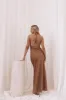 Kalina Halterneck Maxi Dress - Bronze sold by Petal & Pup