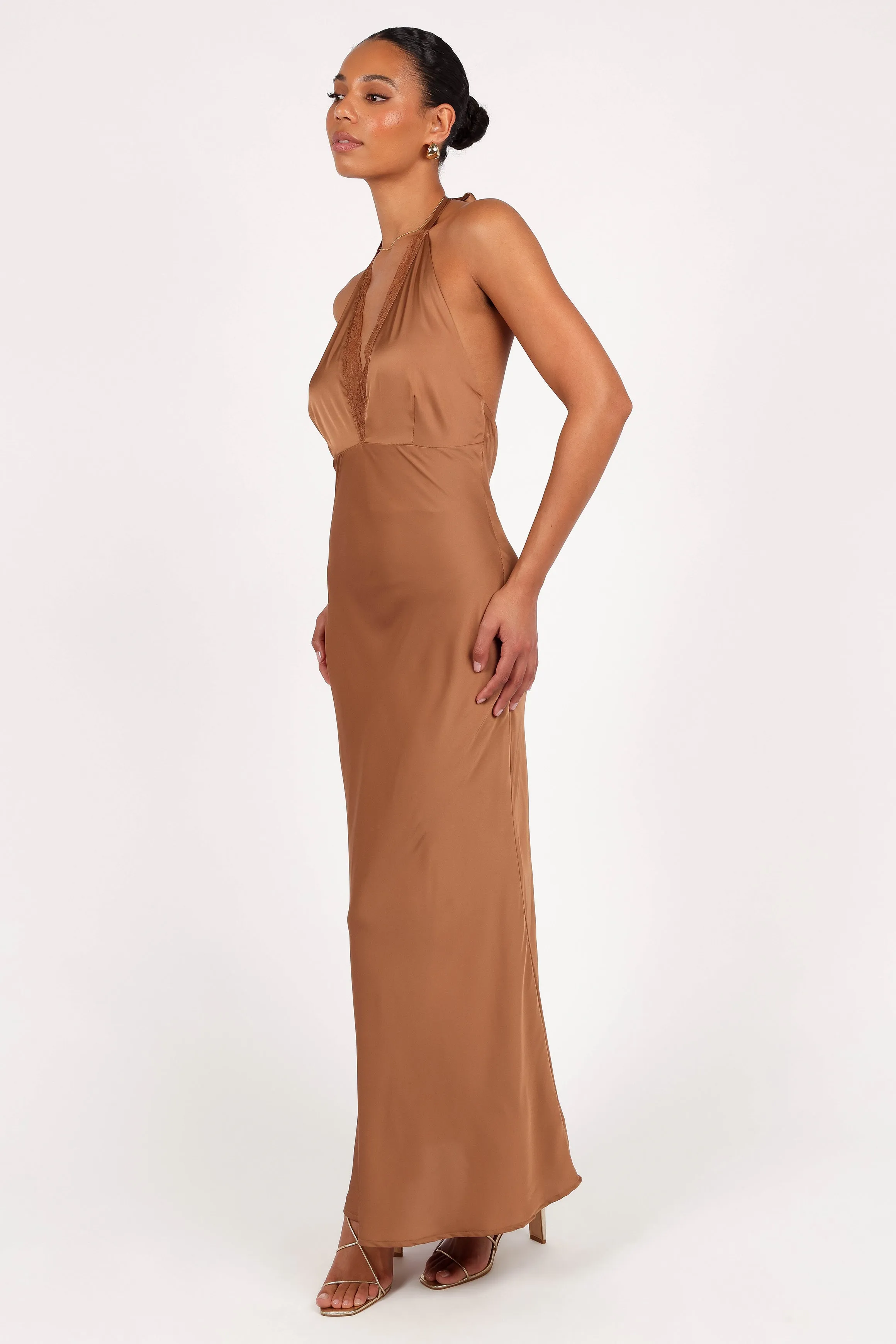 Kalina Halterneck Maxi Dress - Bronze sold by Petal & Pup product image thumbnail 4
