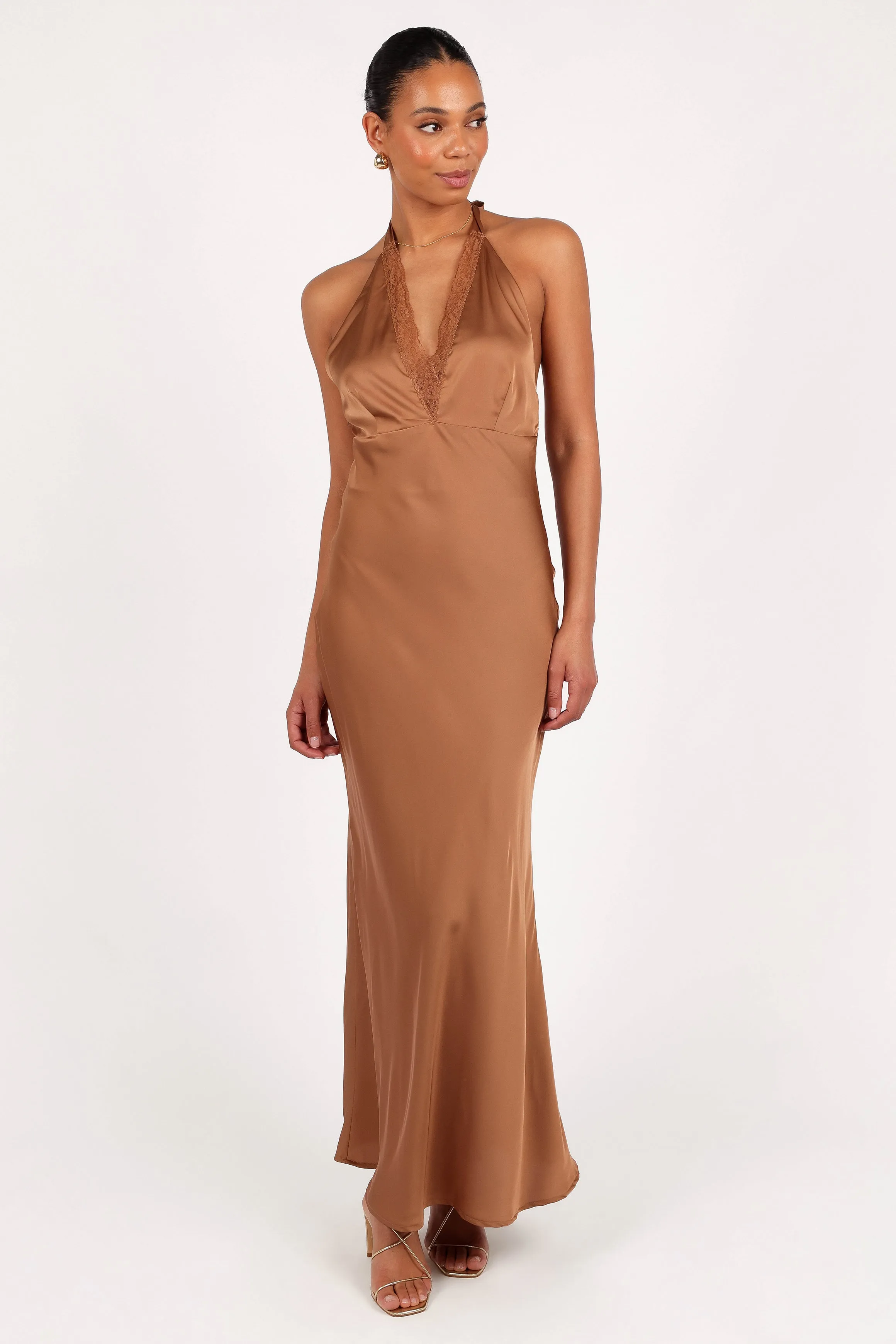 Kalina Halterneck Maxi Dress - Bronze sold by Petal & Pup product image thumbnail 3