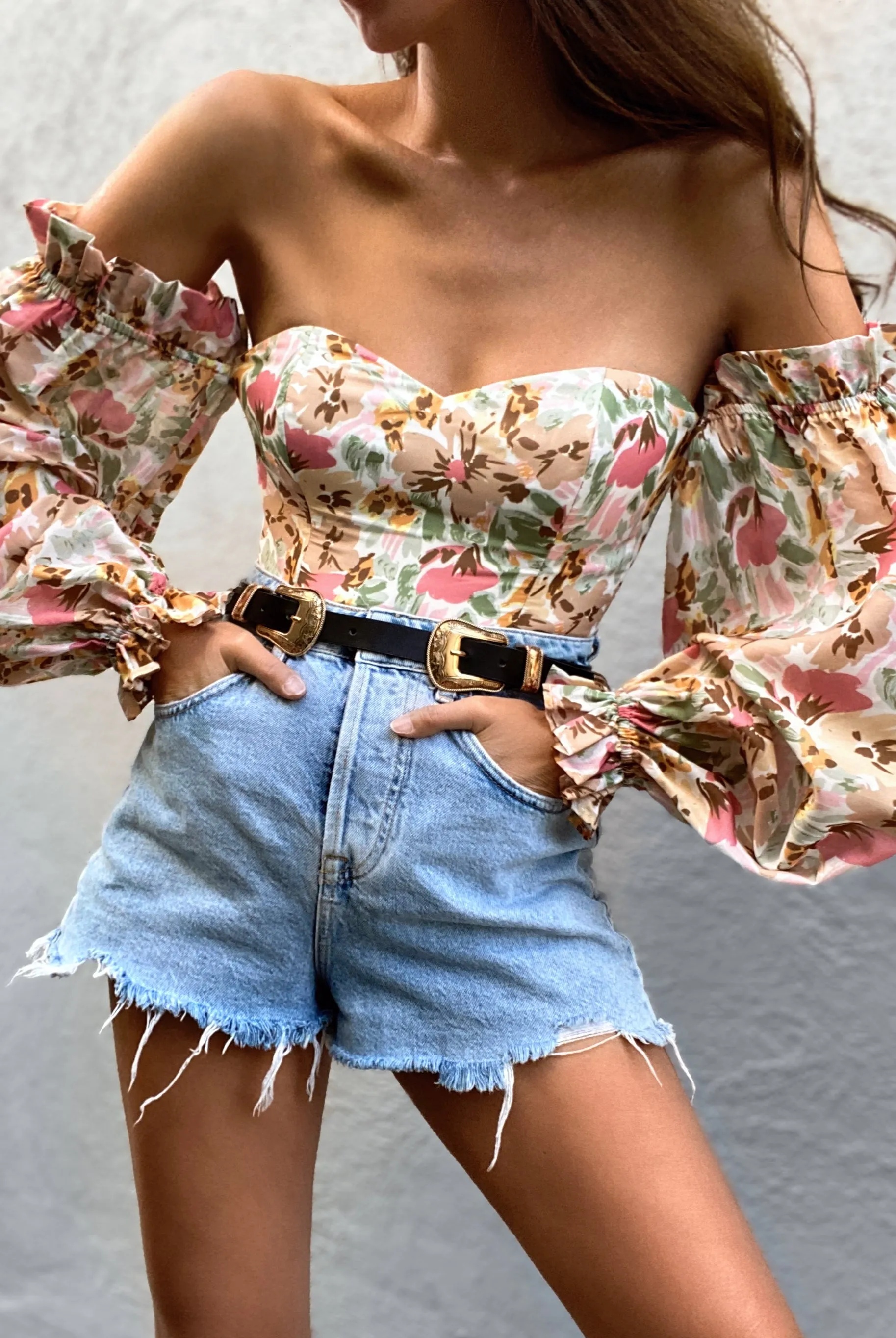 Acantha Bodysuit - Beige Floral sold by Petal & Pup