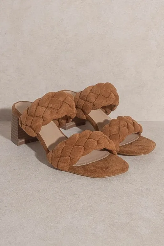 Braided Block Heels - Camel sold by Petal & Pup