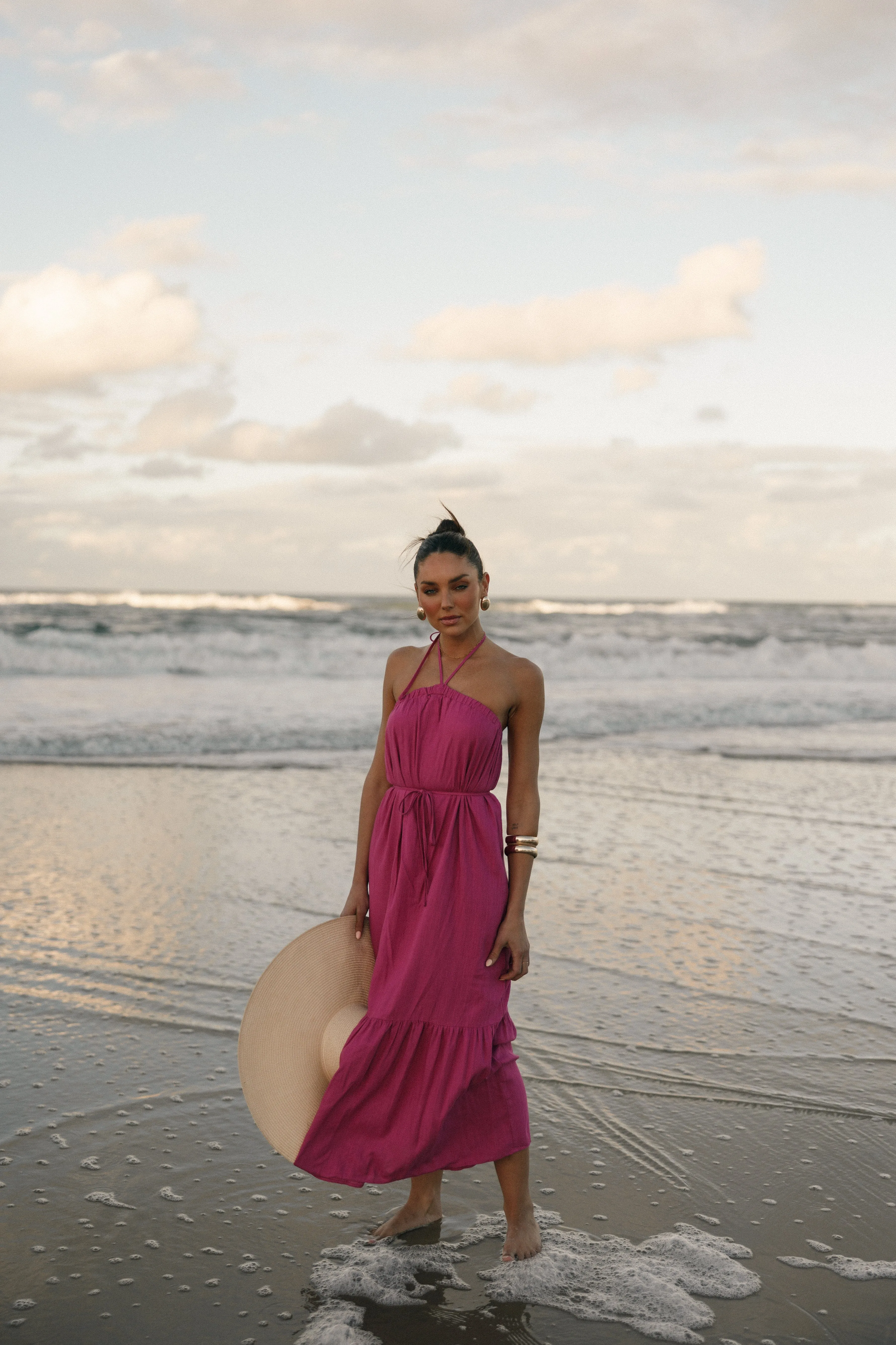 View Halterneck Maxi Dress - Magenta sold by Petal & Pup