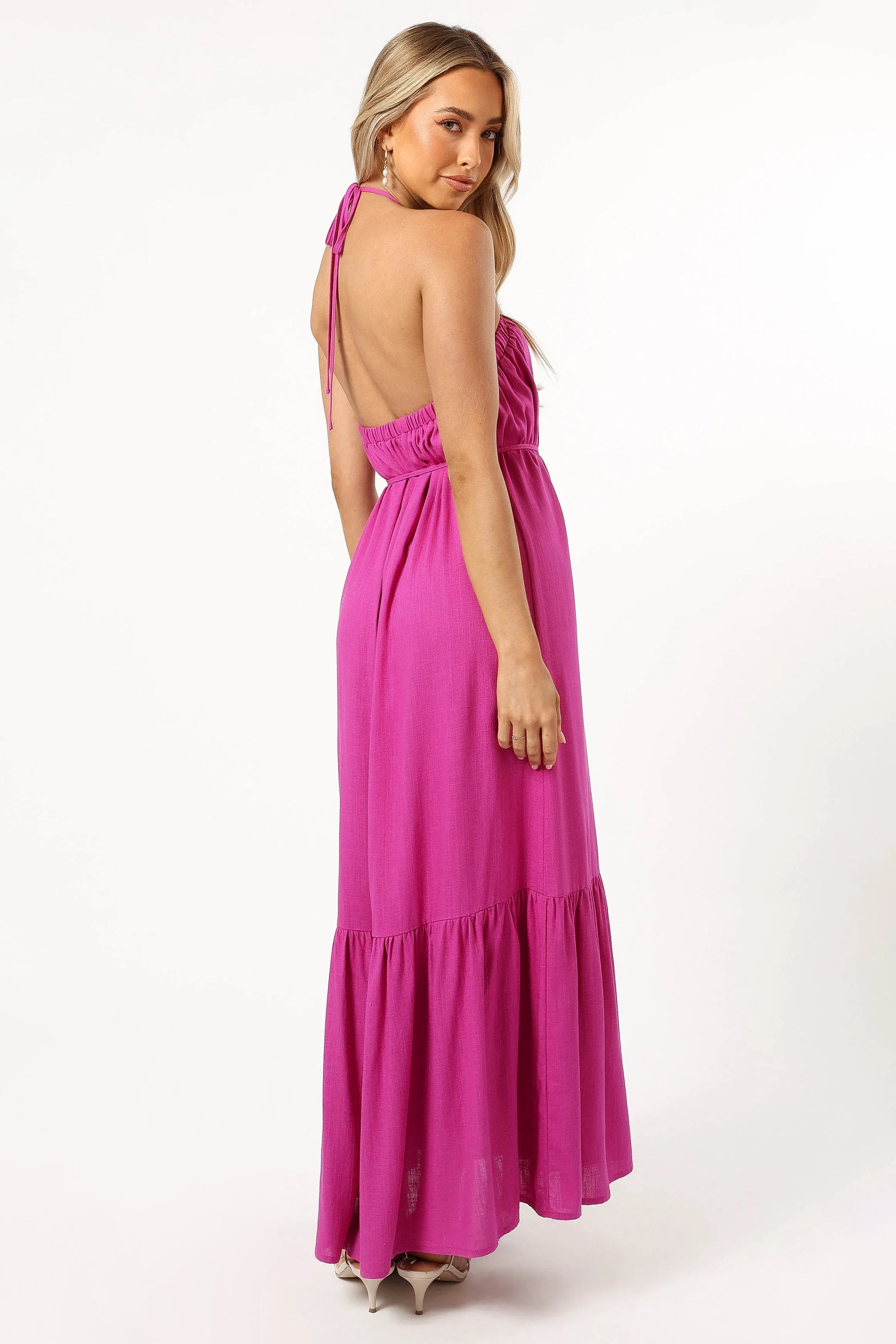 View Halterneck Maxi Dress - Magenta sold by Petal & Pup product image thumbnail 3
