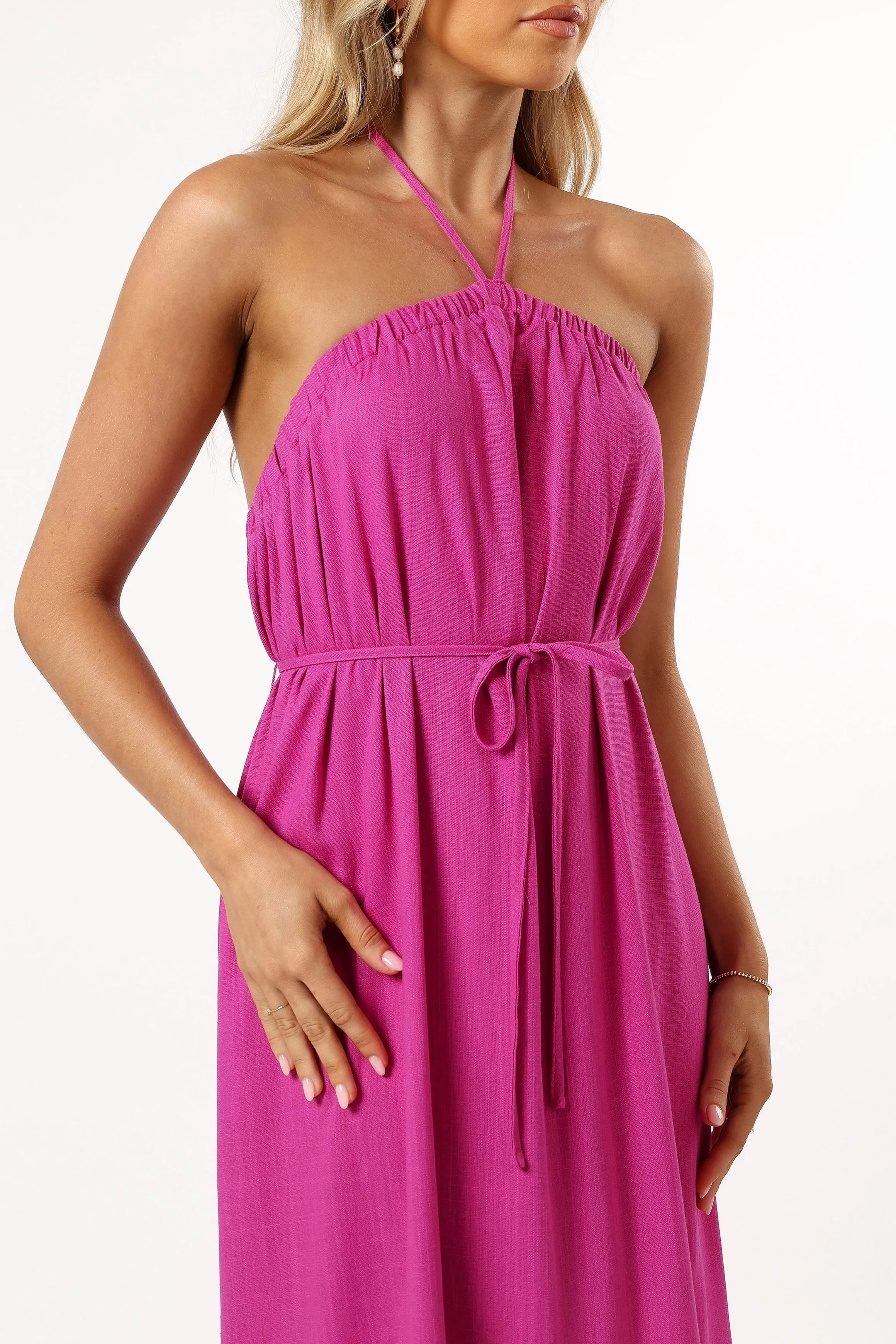View Halterneck Maxi Dress - Magenta sold by Petal & Pup product image thumbnail 4
