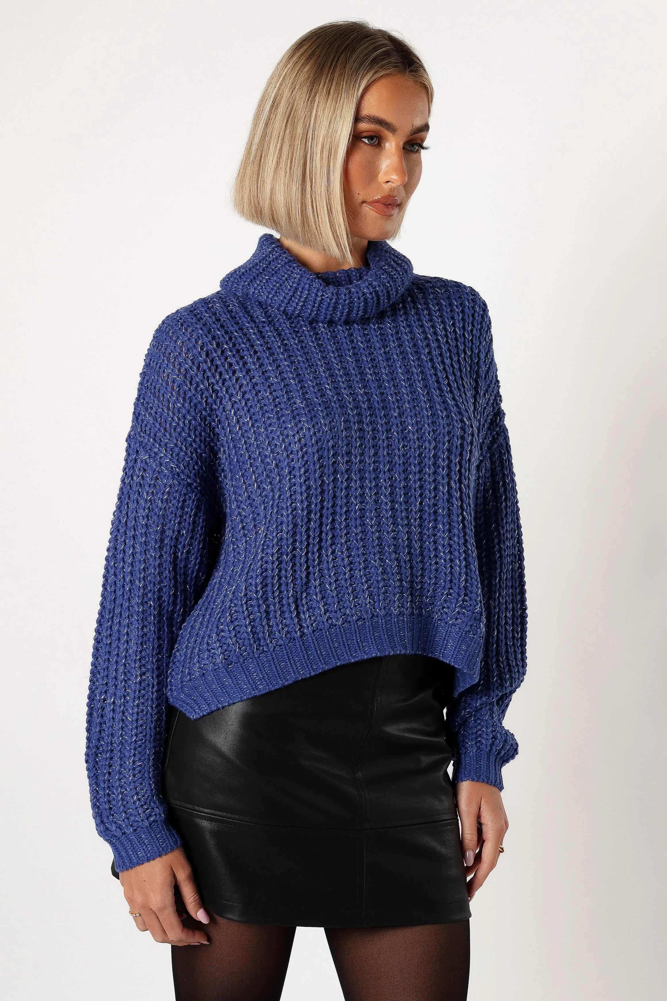 Eleanor Lurex Shine Knit Sweater - Blue sold by Petal & Pup product image thumbnail 5