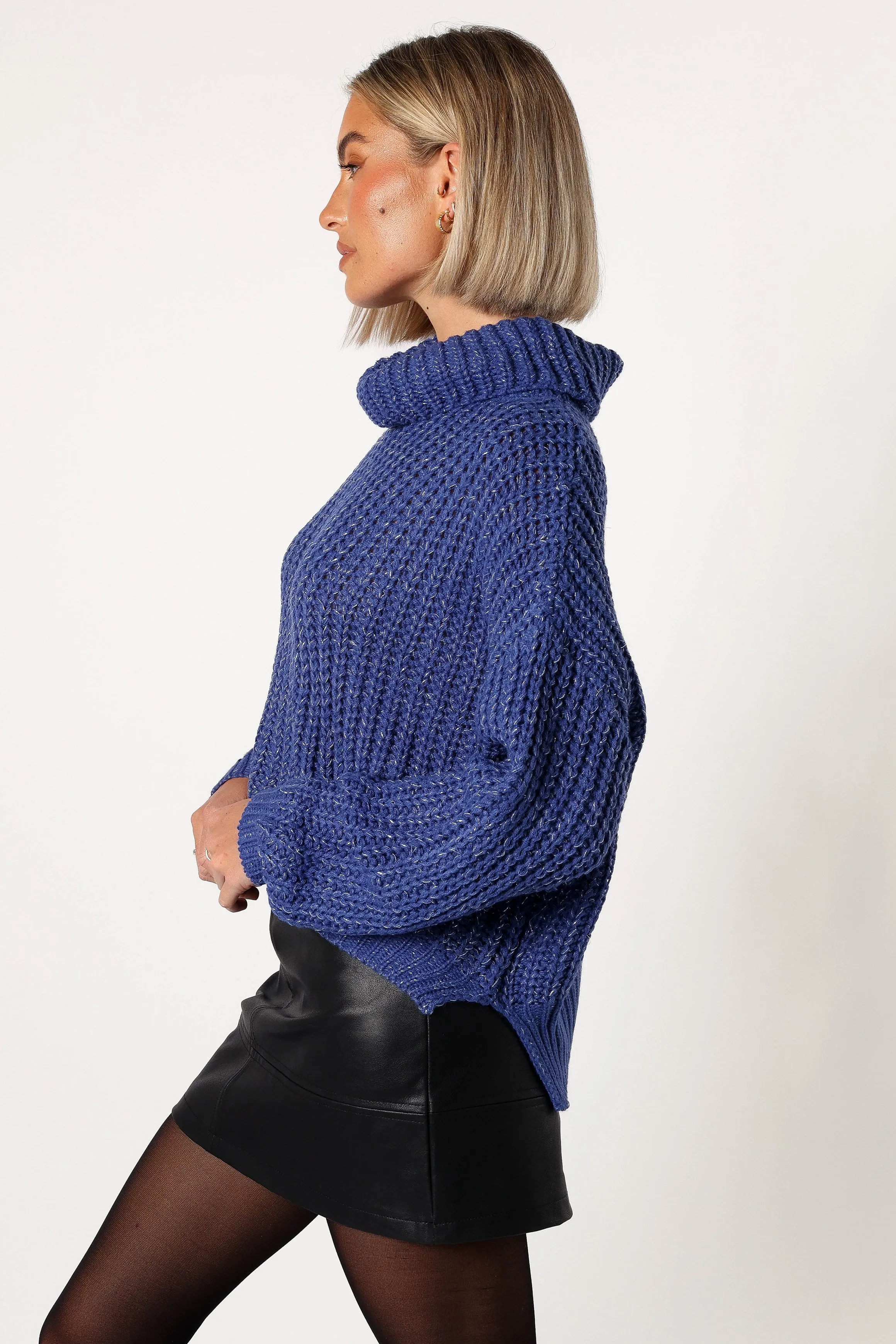 Eleanor Lurex Shine Knit Sweater - Blue sold by Petal & Pup product image thumbnail 3