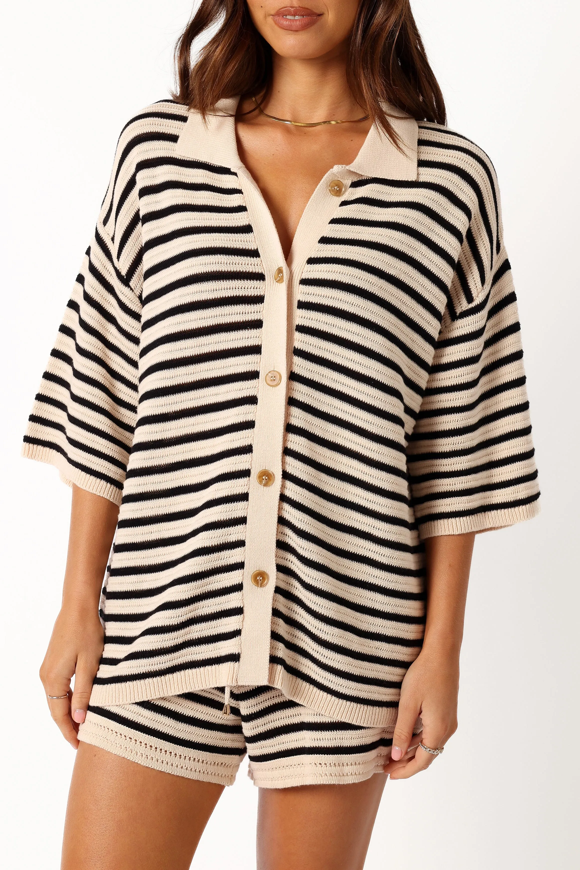 Cherie Knit Shirt - Sand Black sold by Petal & Pup product image thumbnail 4