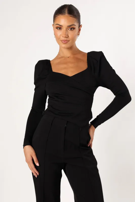 Spencer Long Sleeve Top - Black sold by Petal & Pup