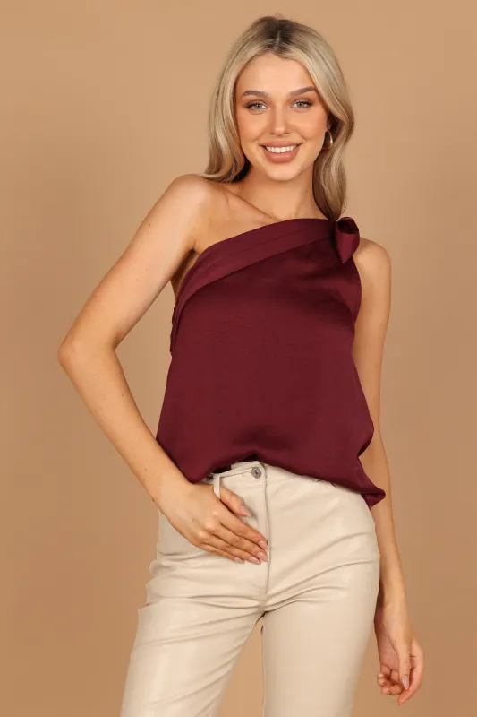 Maryanne One Shoulder Top - Burgundy sold by Petal & Pup
