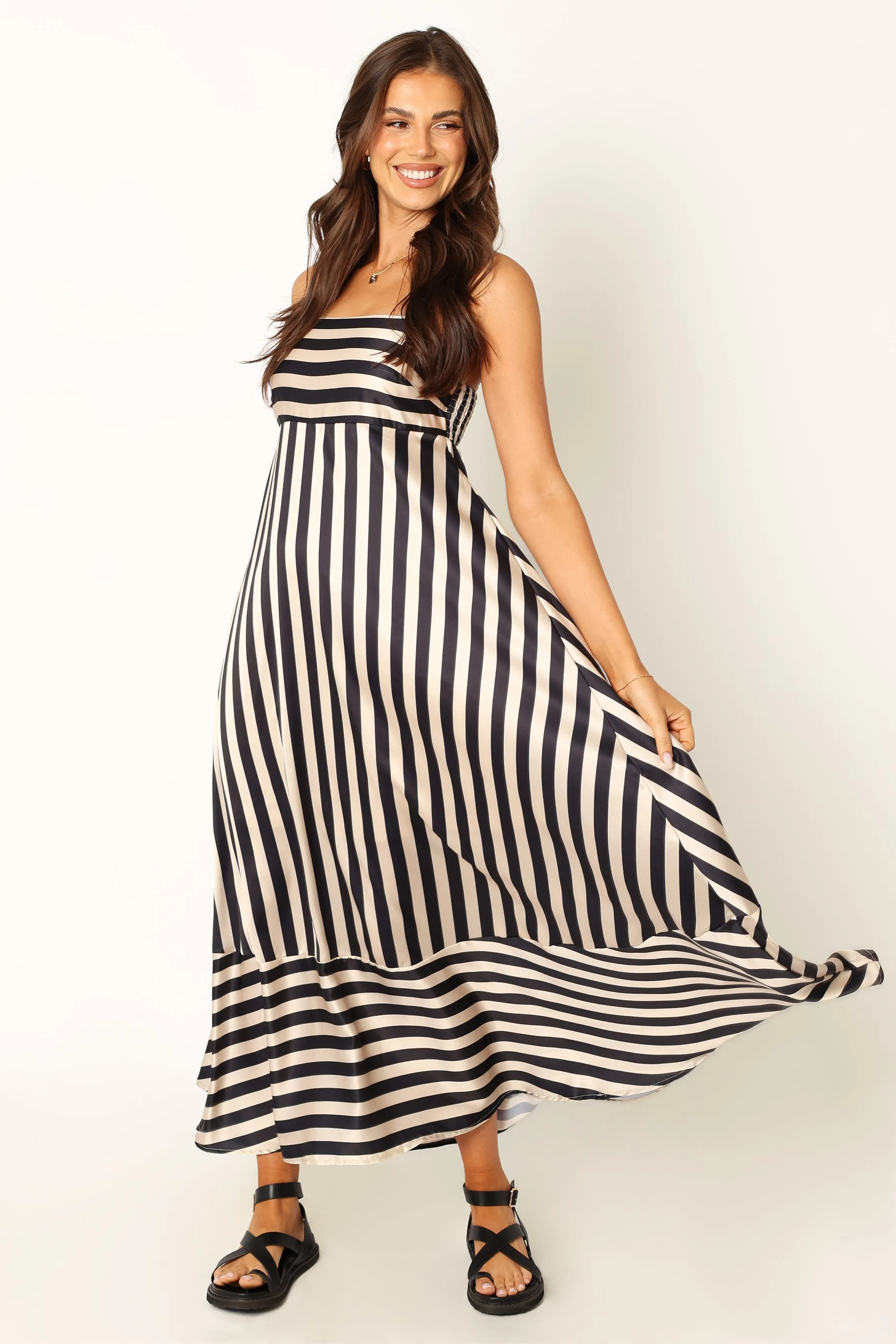 Brea Maxi Dress - Black Stripe sold by Petal & Pup