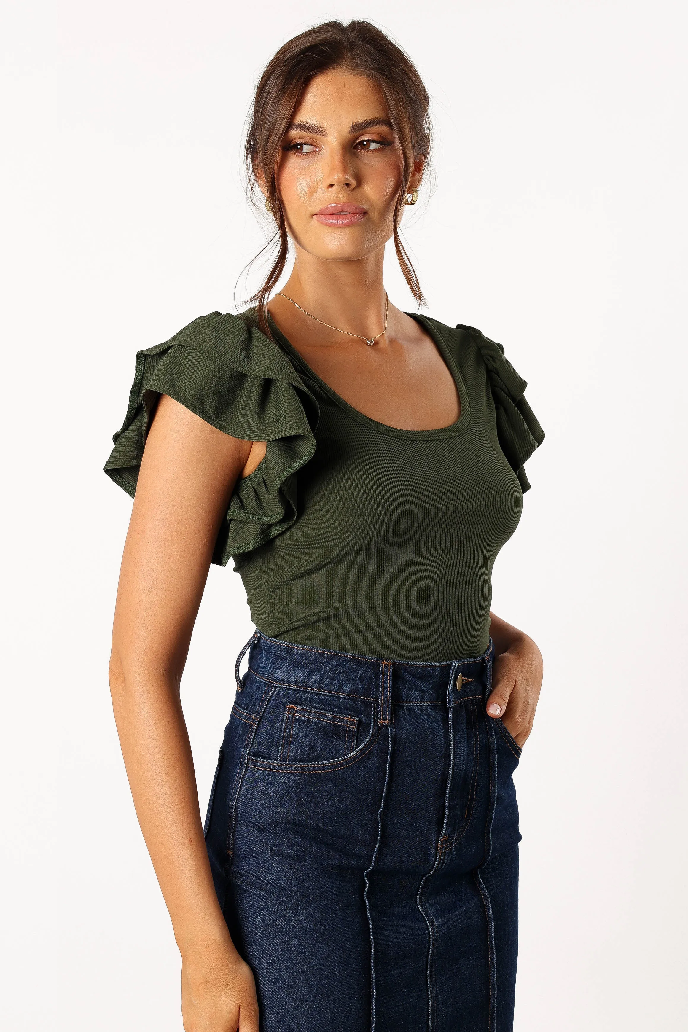 Loren Ribbed Top - Olive sold by Petal & Pup product image thumbnail 5