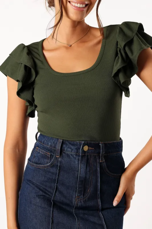 Loren Ribbed Top - Olive sold by Petal & Pup