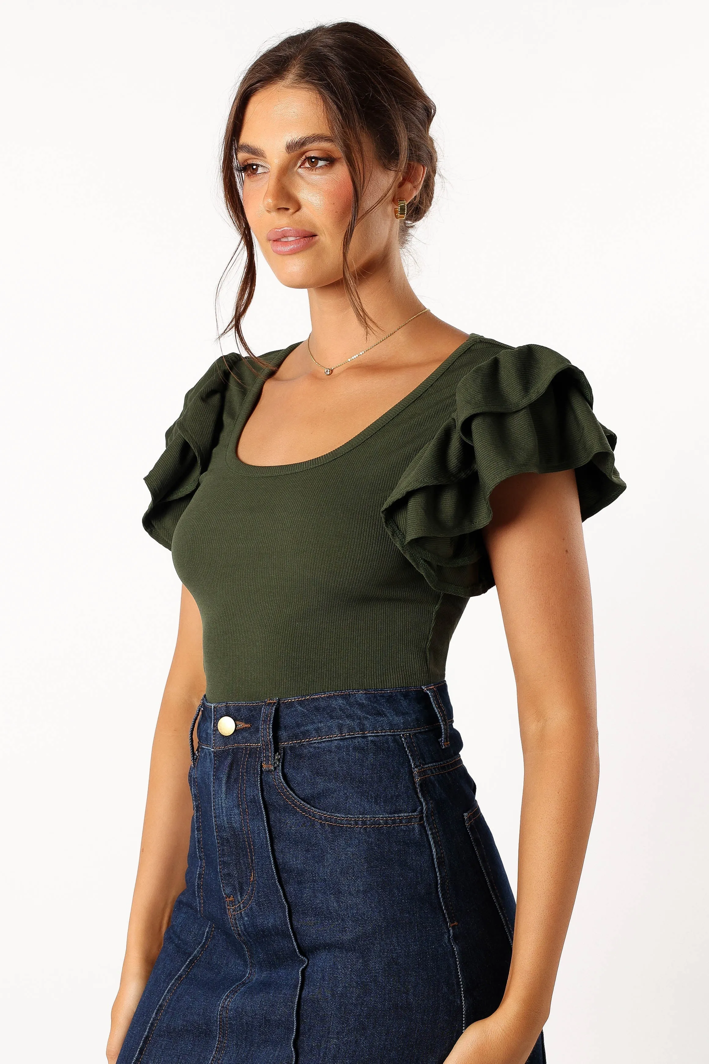 Loren Ribbed Top - Olive sold by Petal & Pup product image thumbnail 3