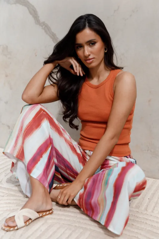 Ari Ribbed Tank Top - Burnt Orange sold by Petal & Pup