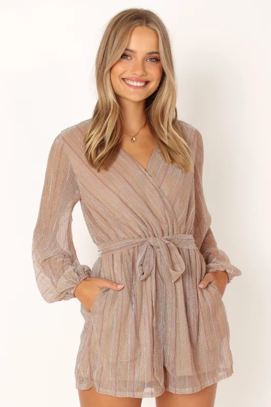 Brittney Romper - Rose Gold Stripe sold by Petal & Pup