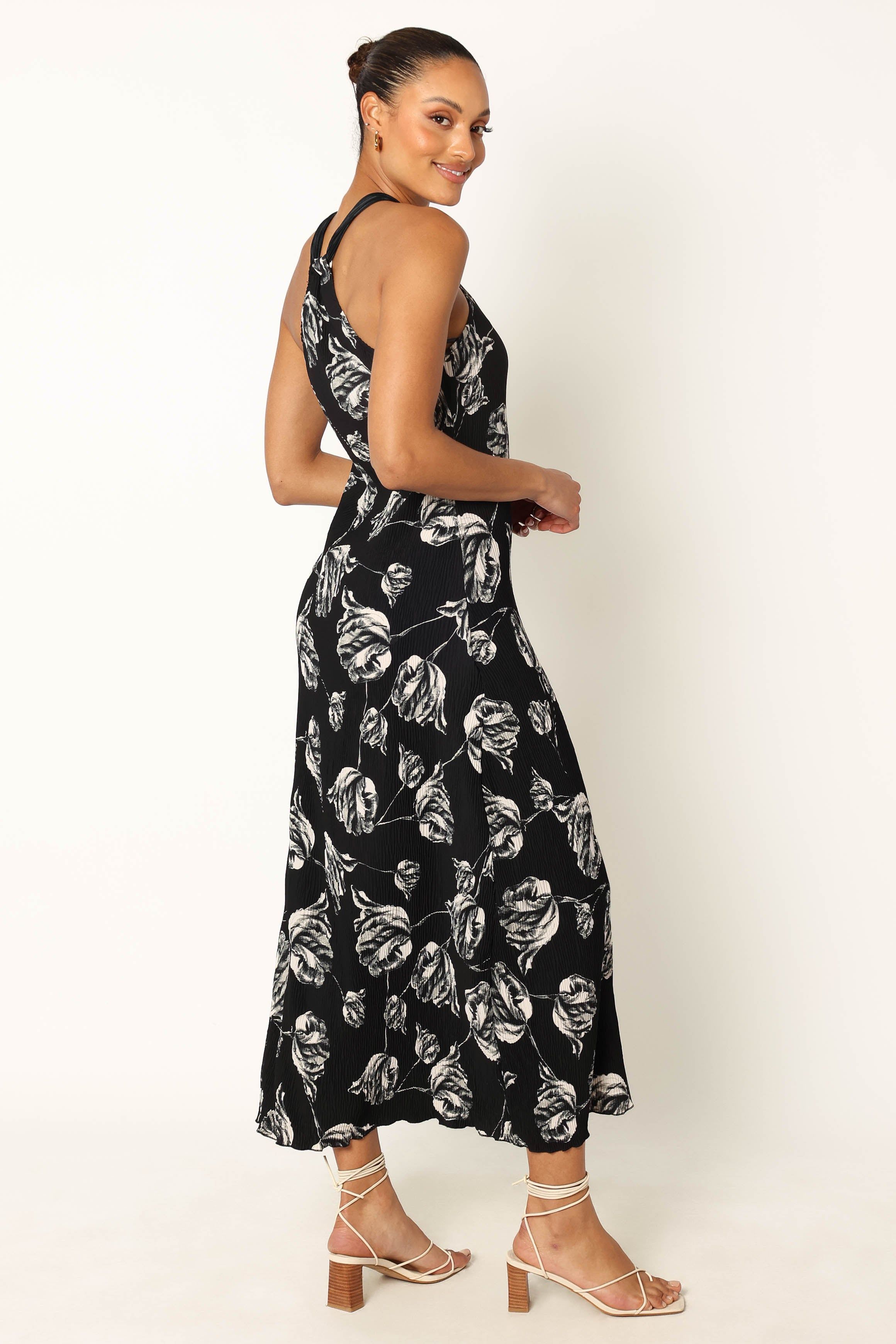 Melody Plisse Halter Maxi Dress - Black Floral sold by Petal & Pup product image thumbnail 2
