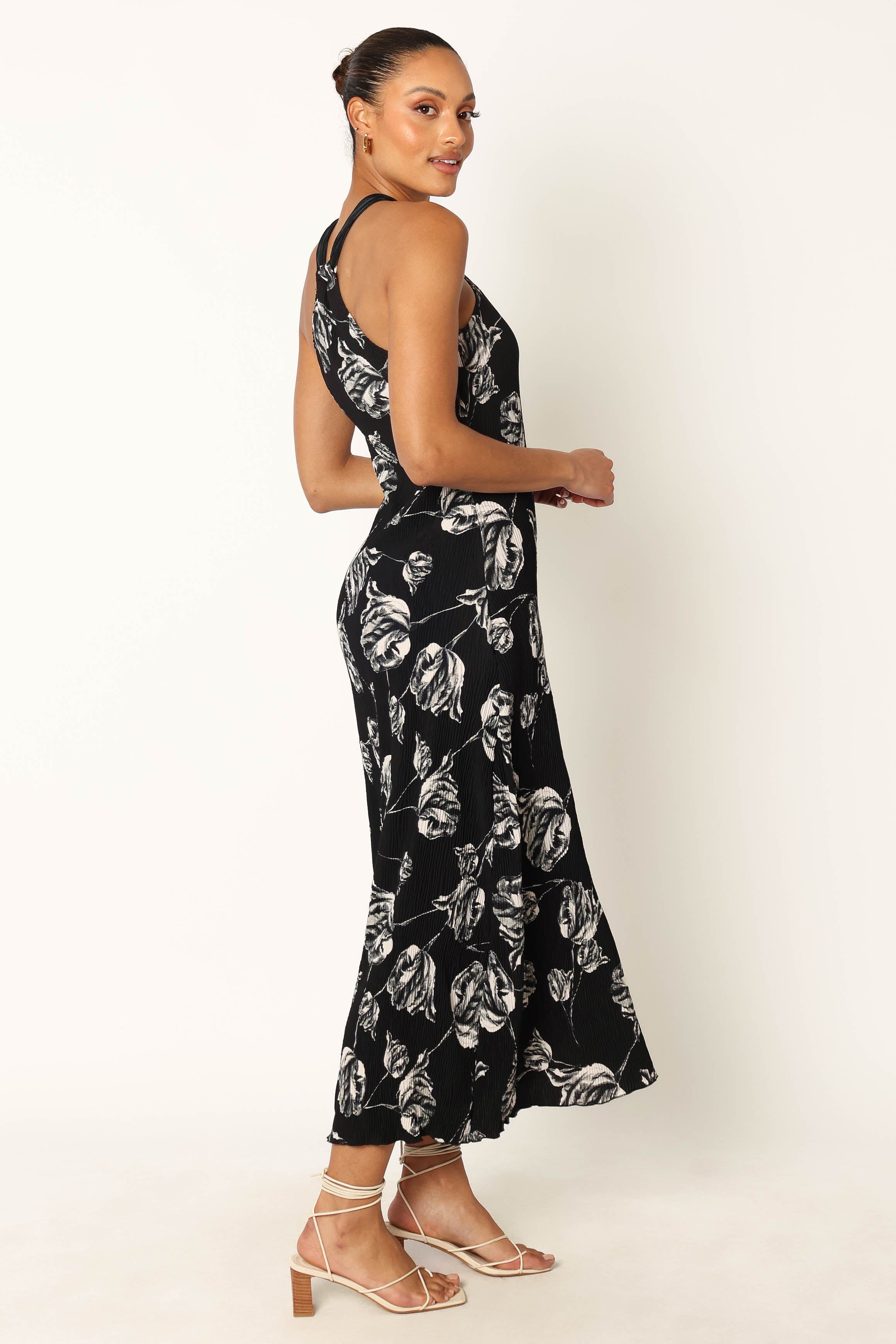 Melody Plisse Halter Maxi Dress - Black Floral sold by Petal & Pup product image thumbnail 5