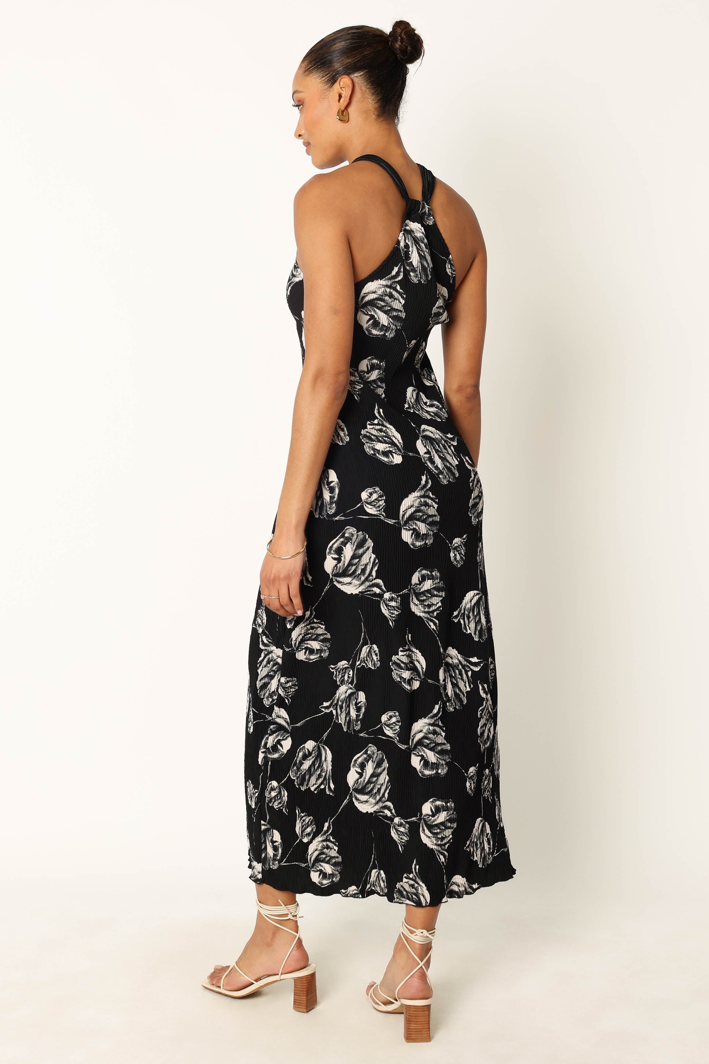 Melody Plisse Halter Maxi Dress - Black Floral sold by Petal & Pup product image thumbnail 4