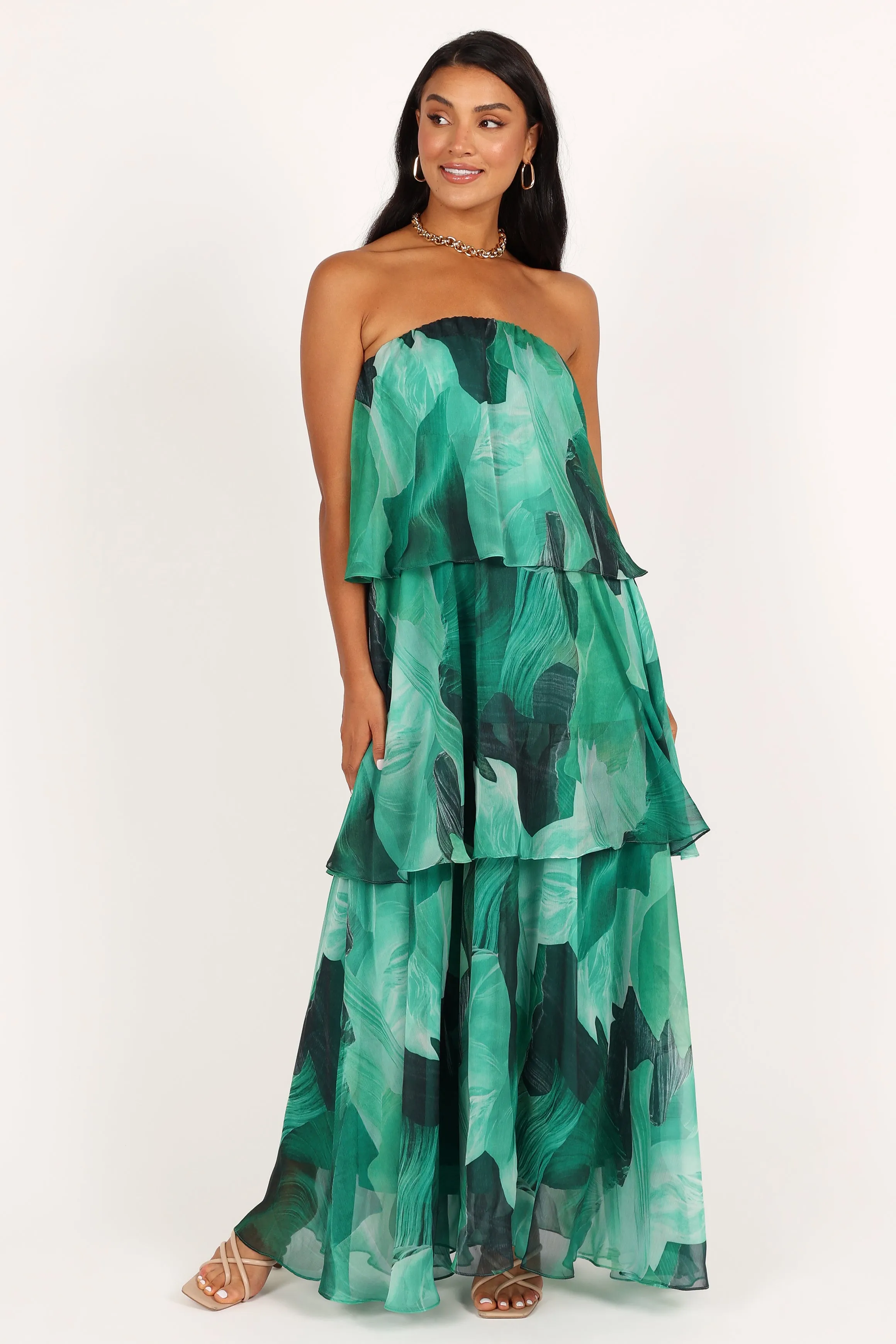 Bloom Strapless Maxi Dress - Green Floral sold by Petal & Pup product image thumbnail 5