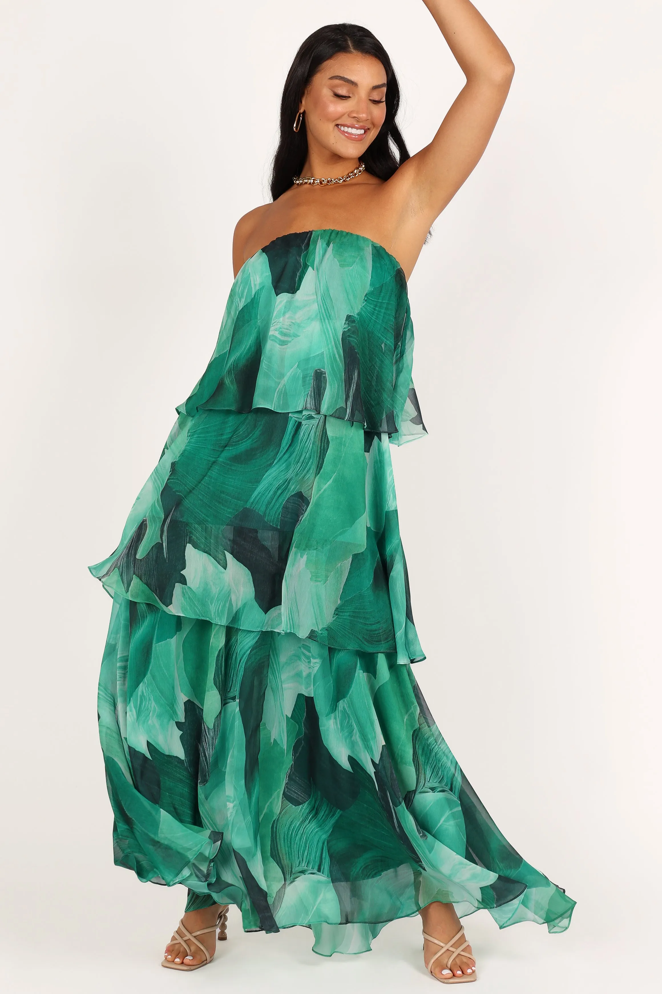 Bloom Strapless Maxi Dress - Green Floral sold by Petal & Pup product image thumbnail 4