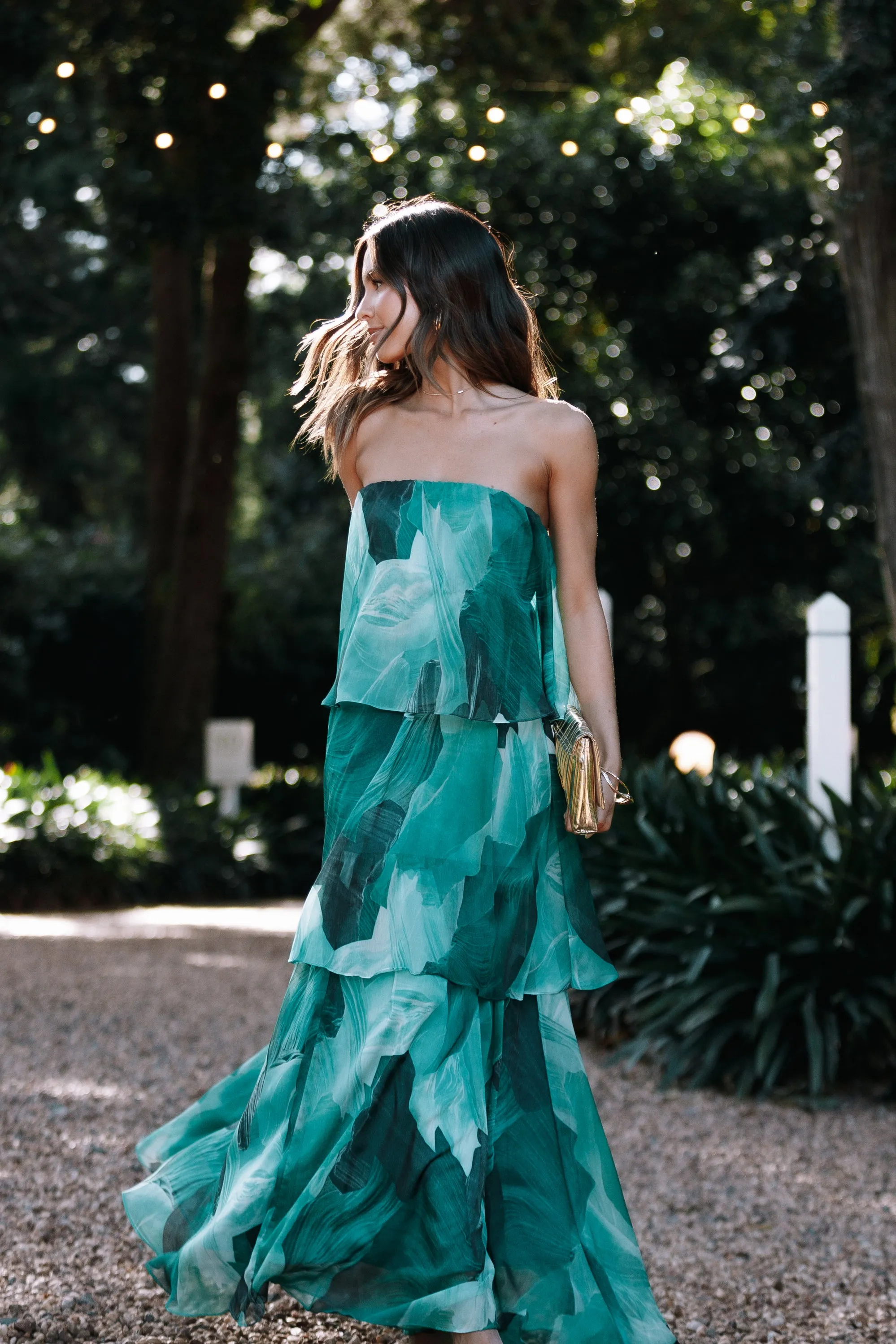 Bloom Strapless Maxi Dress - Green Floral sold by Petal & Pup product image thumbnail 2