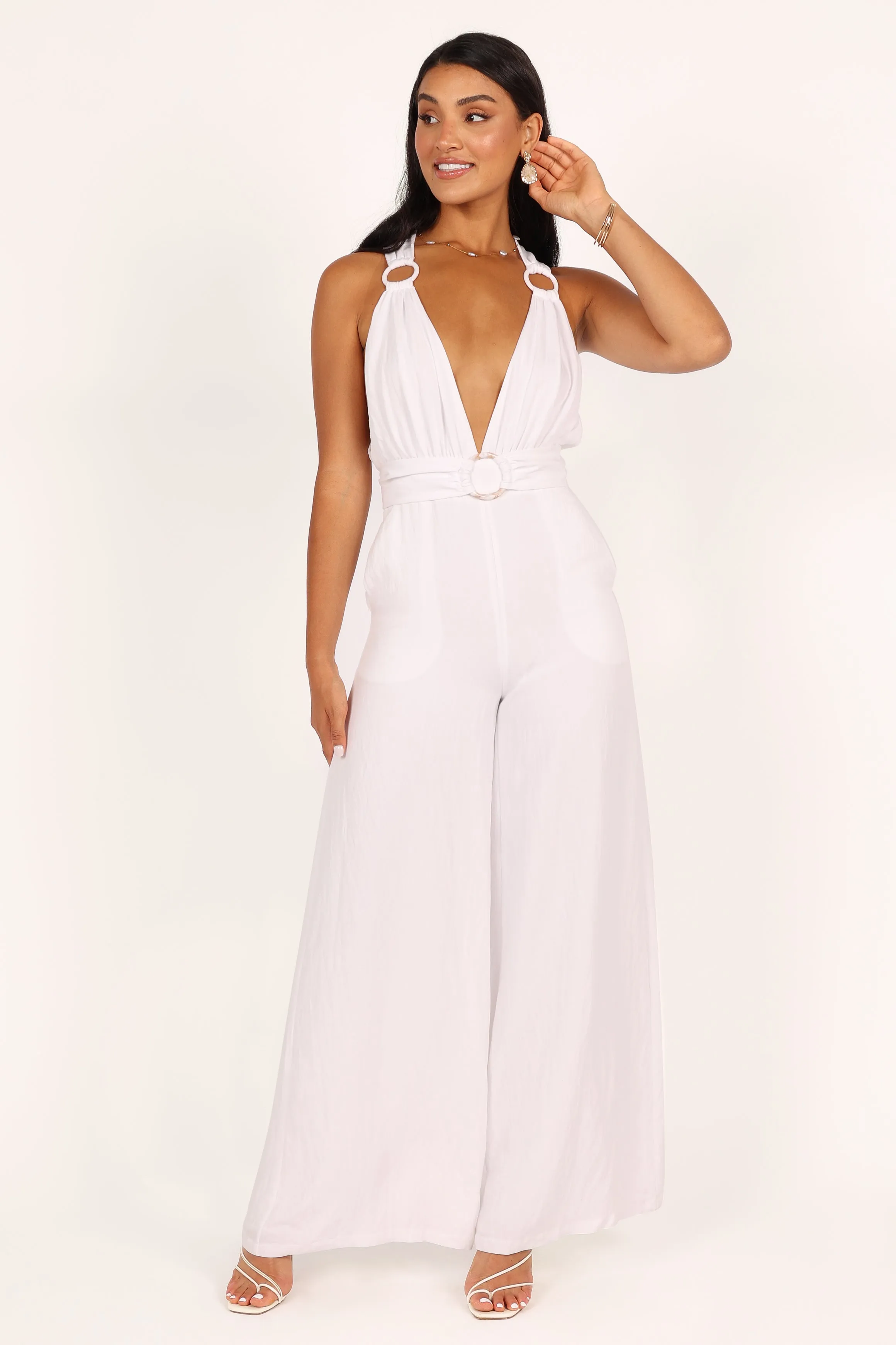 Imani Belted Jumpsuit - White sold by Petal & Pup product image thumbnail 2
