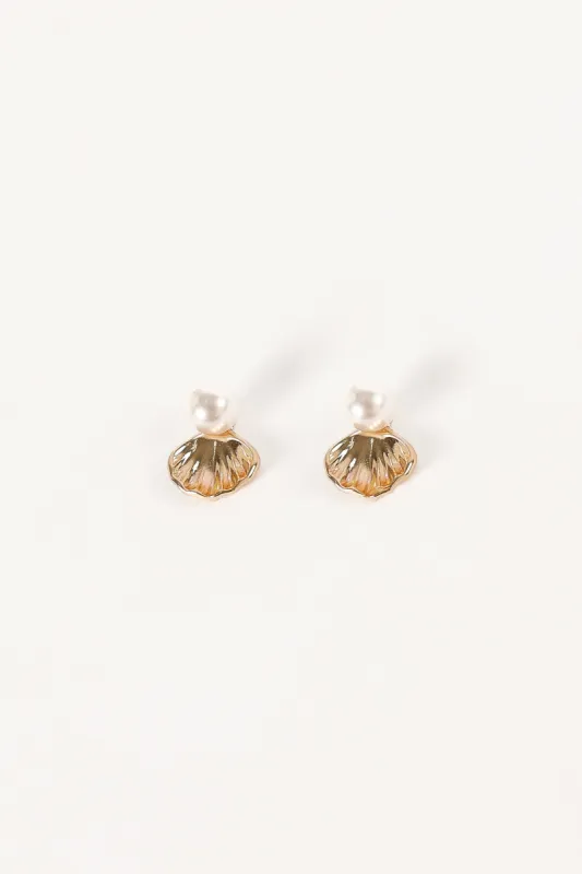Shiloh Pear Shell Earrings - Gold sold by Petal & Pup
