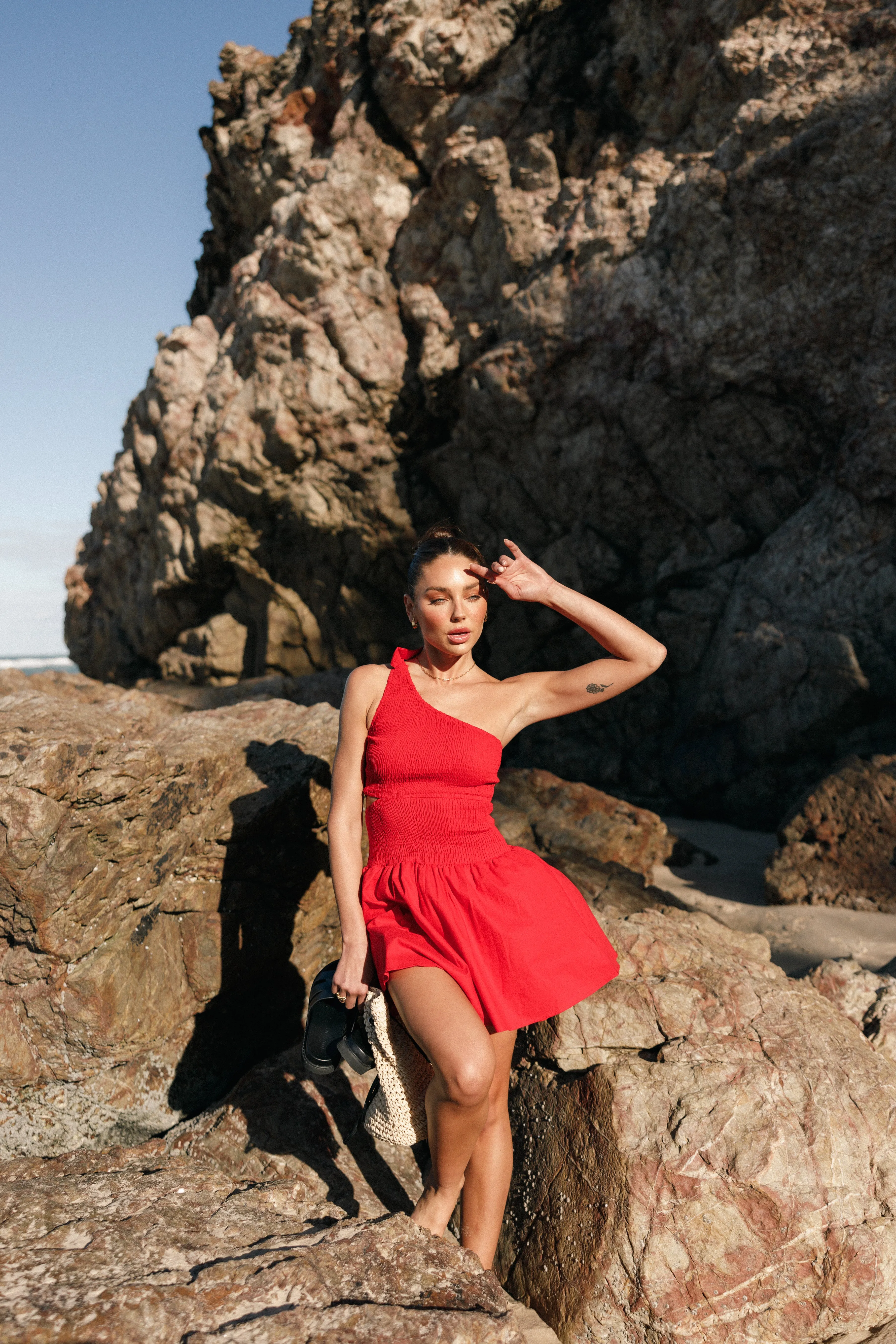 Allison One Shoulder Mini Dress - Red sold by Petal & Pup product image thumbnail 2