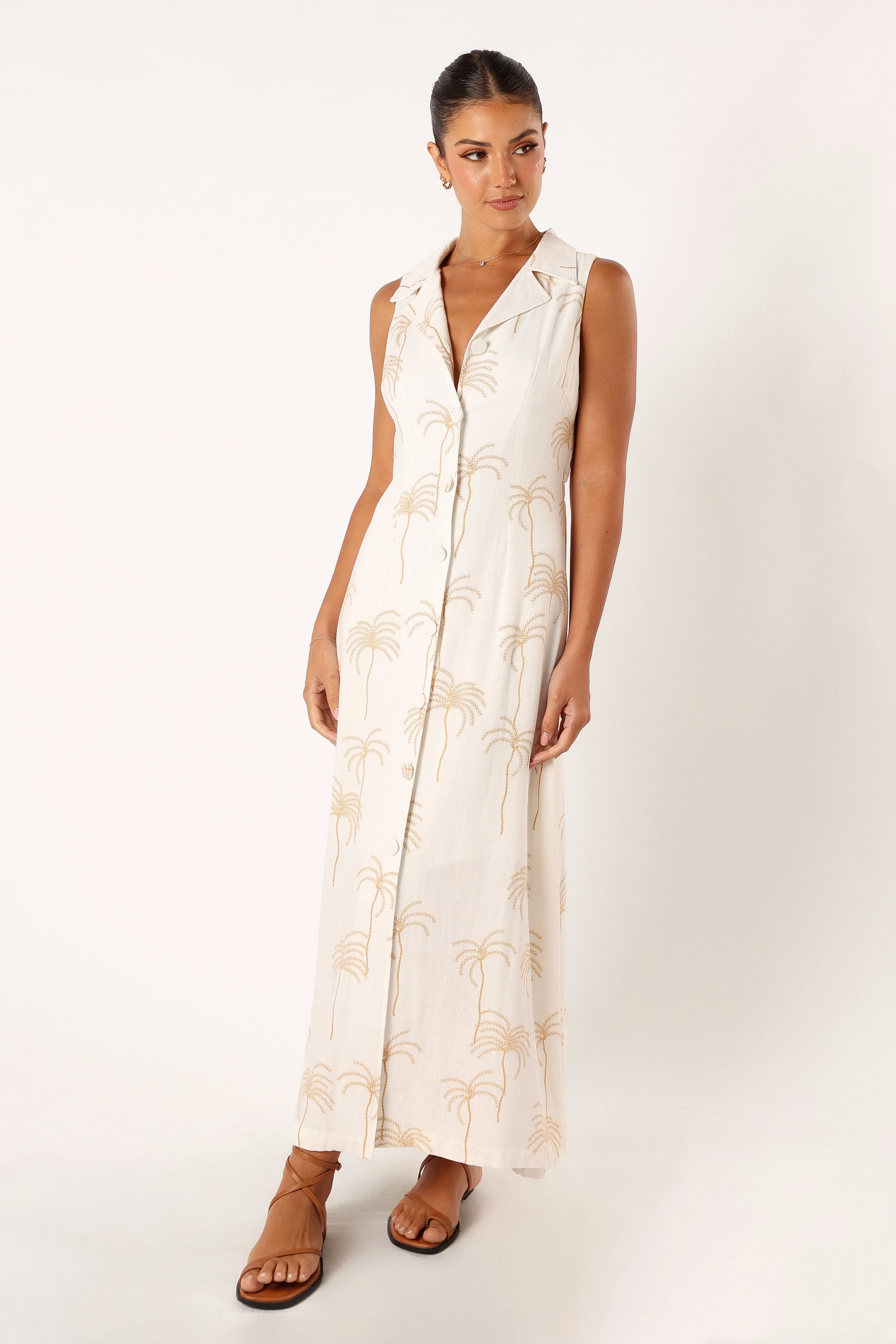 Galia Midi Dress - White Print sold by Petal & Pup