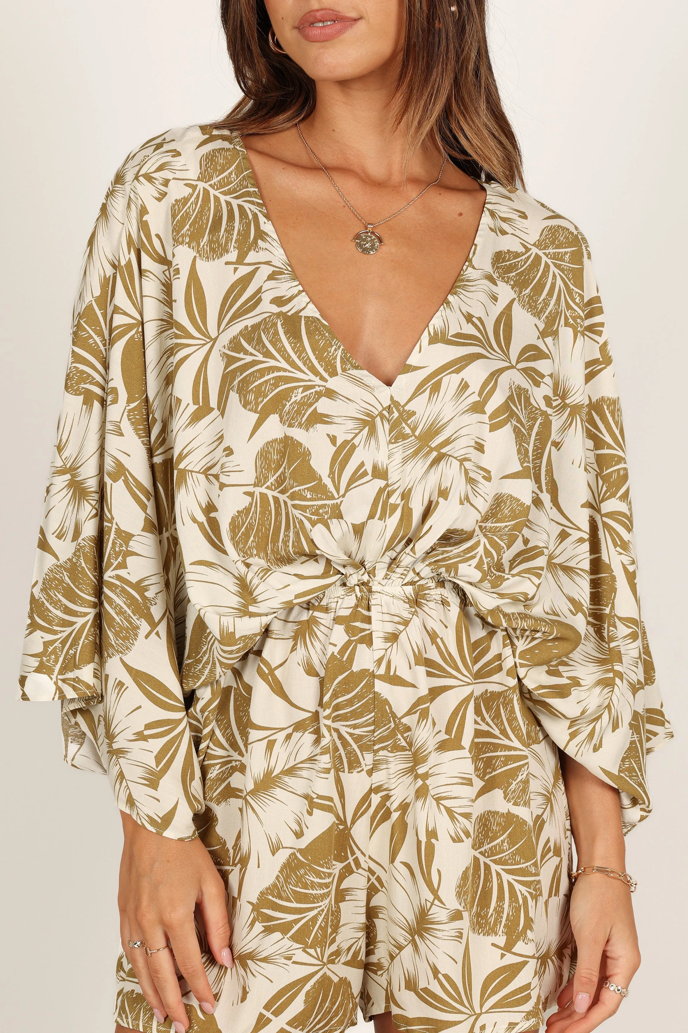Willa Kimono Sleeve Romper - Olive sold by Petal & Pup product image thumbnail 3