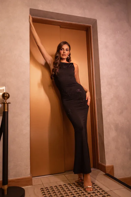 Madoni Maxi Dress - Black sold by Petal & Pup