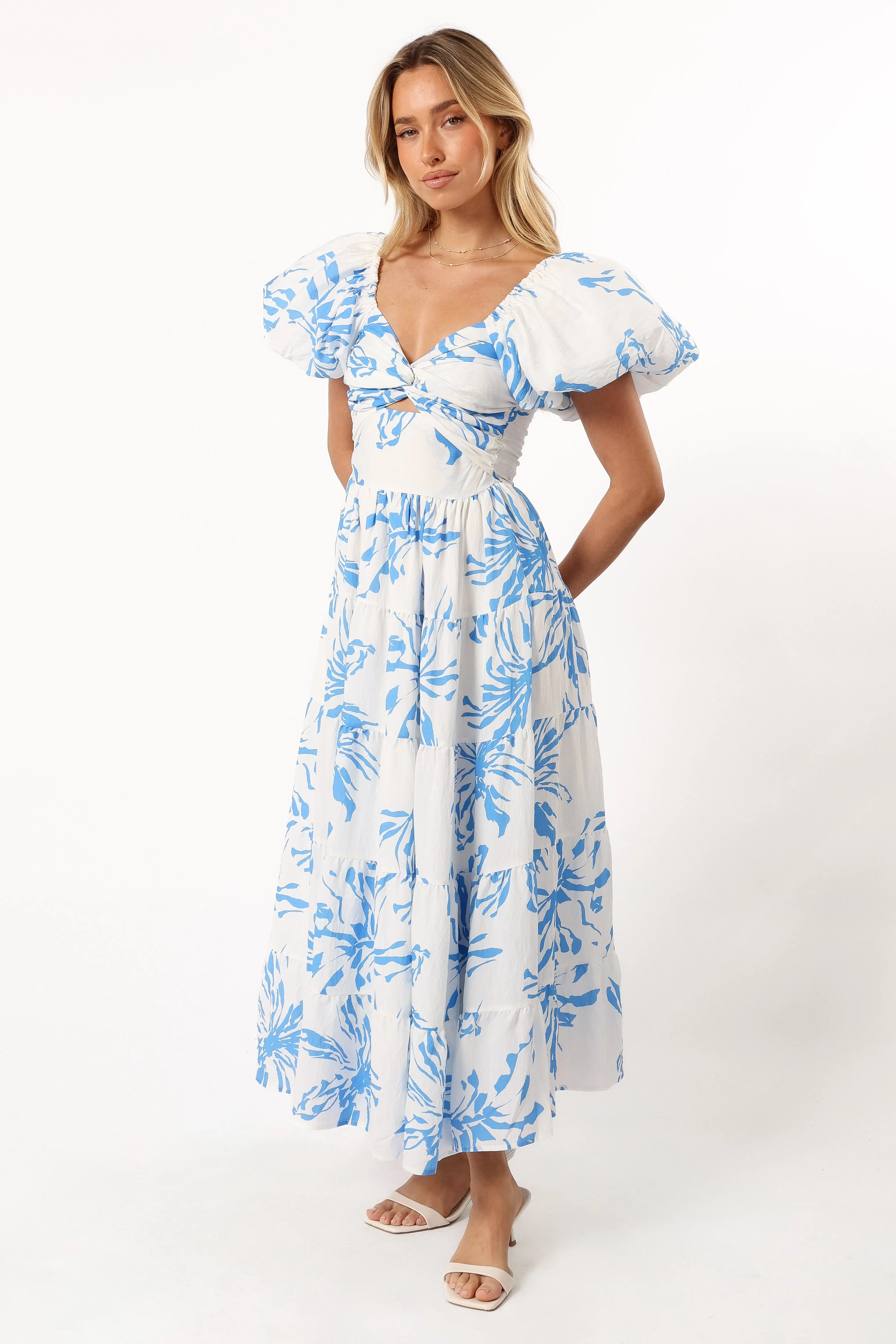 Dominique Midi Dress - Blue Floral Print | Parallel