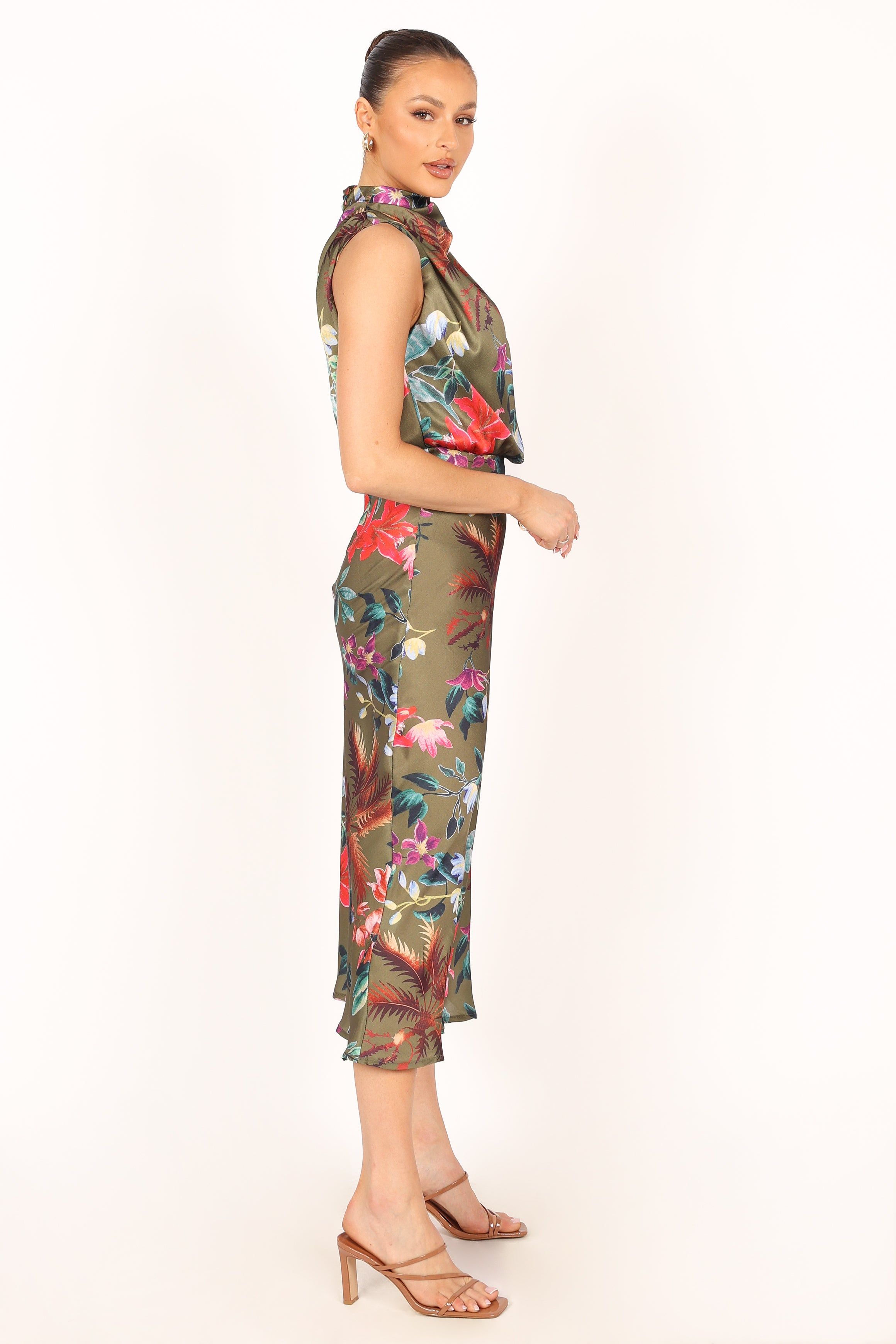 Anabelle Halter Neck Maxi Dress - Green Tropical sold by Petal & Pup product image thumbnail 4