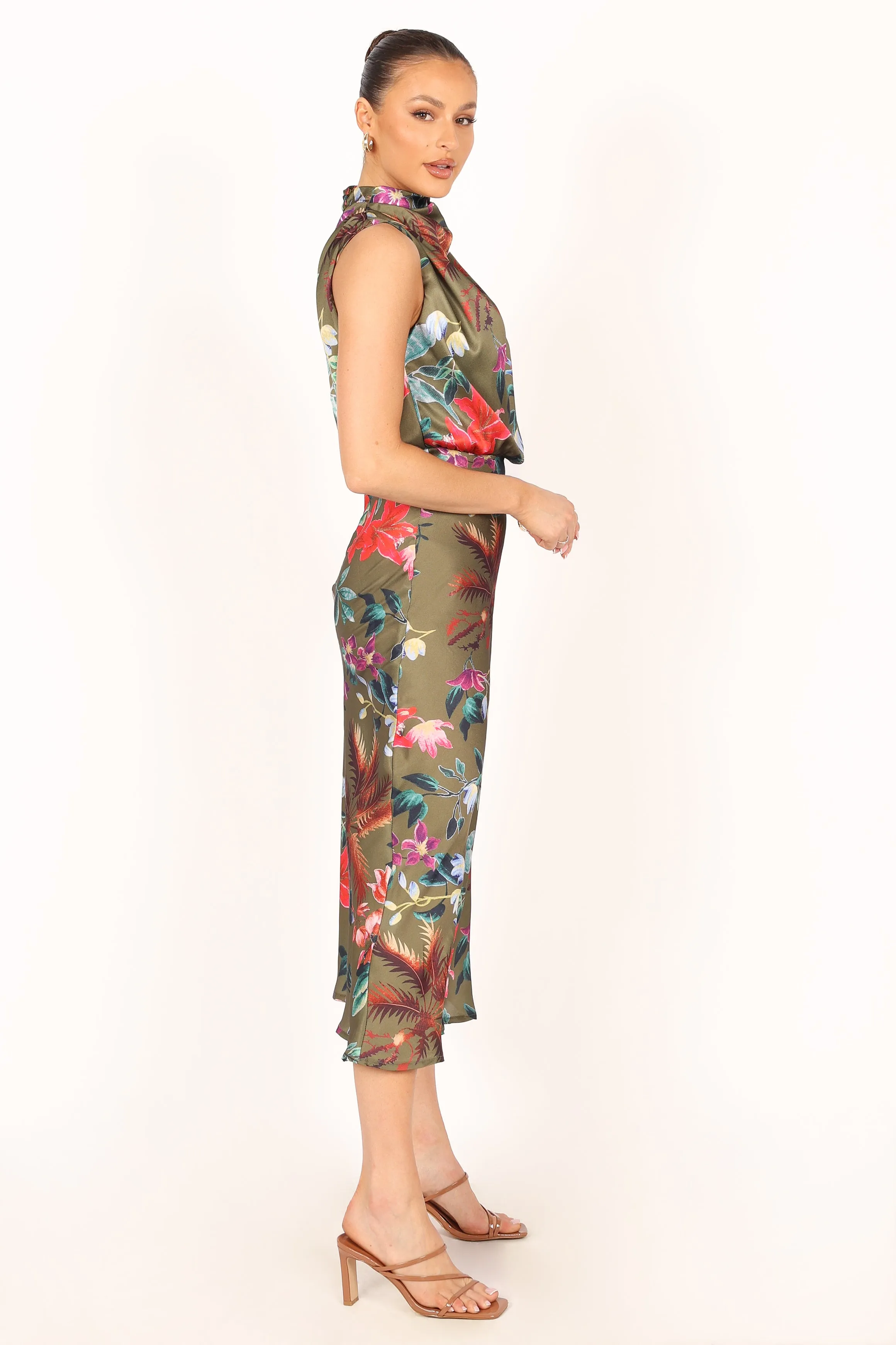 Anabelle Halter Neck Midi Dress - Green Tropical sold by Petal & Pup product image thumbnail 4