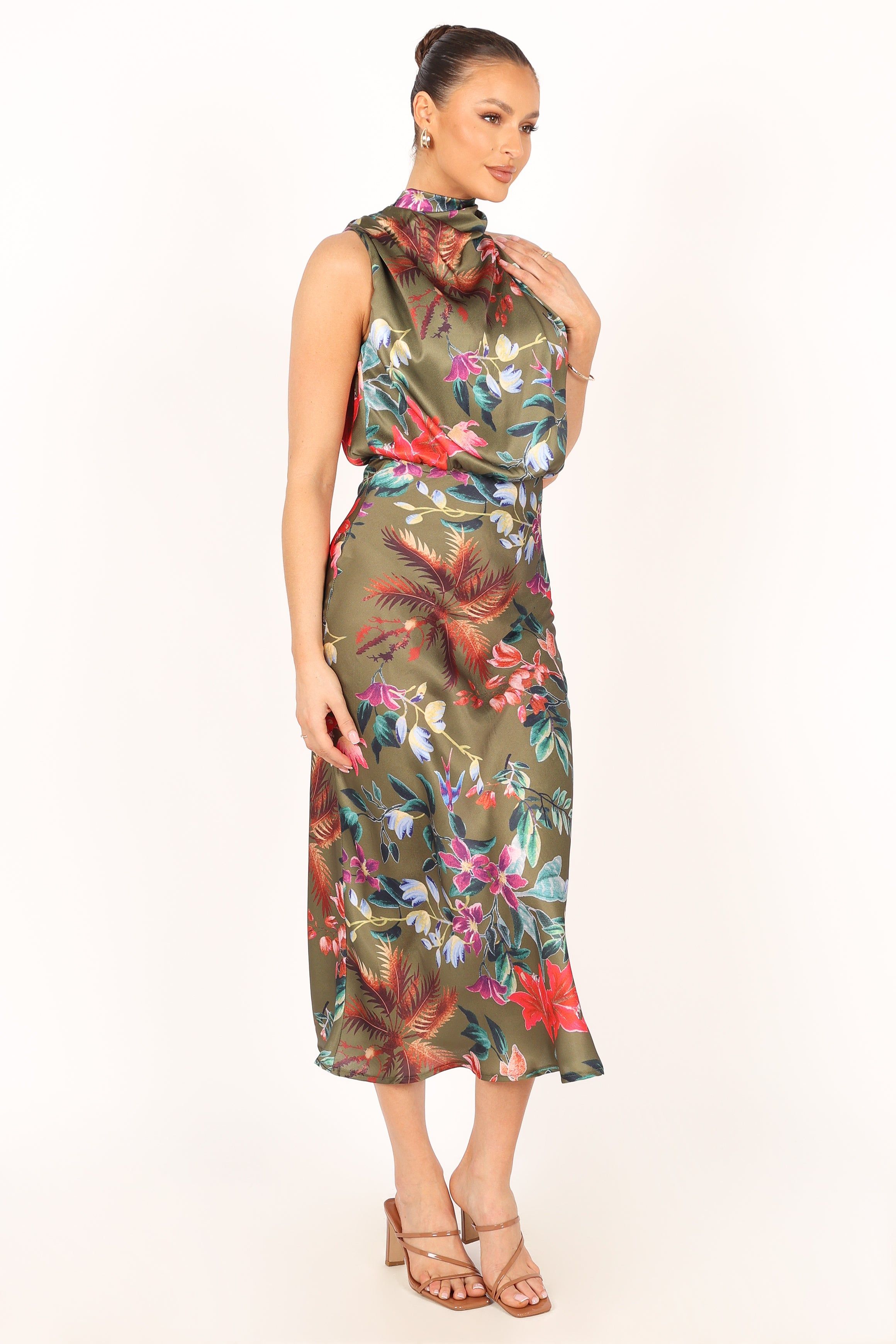 Anabelle Halter Neck Maxi Dress - Green Tropical sold by Petal & Pup product image thumbnail 2