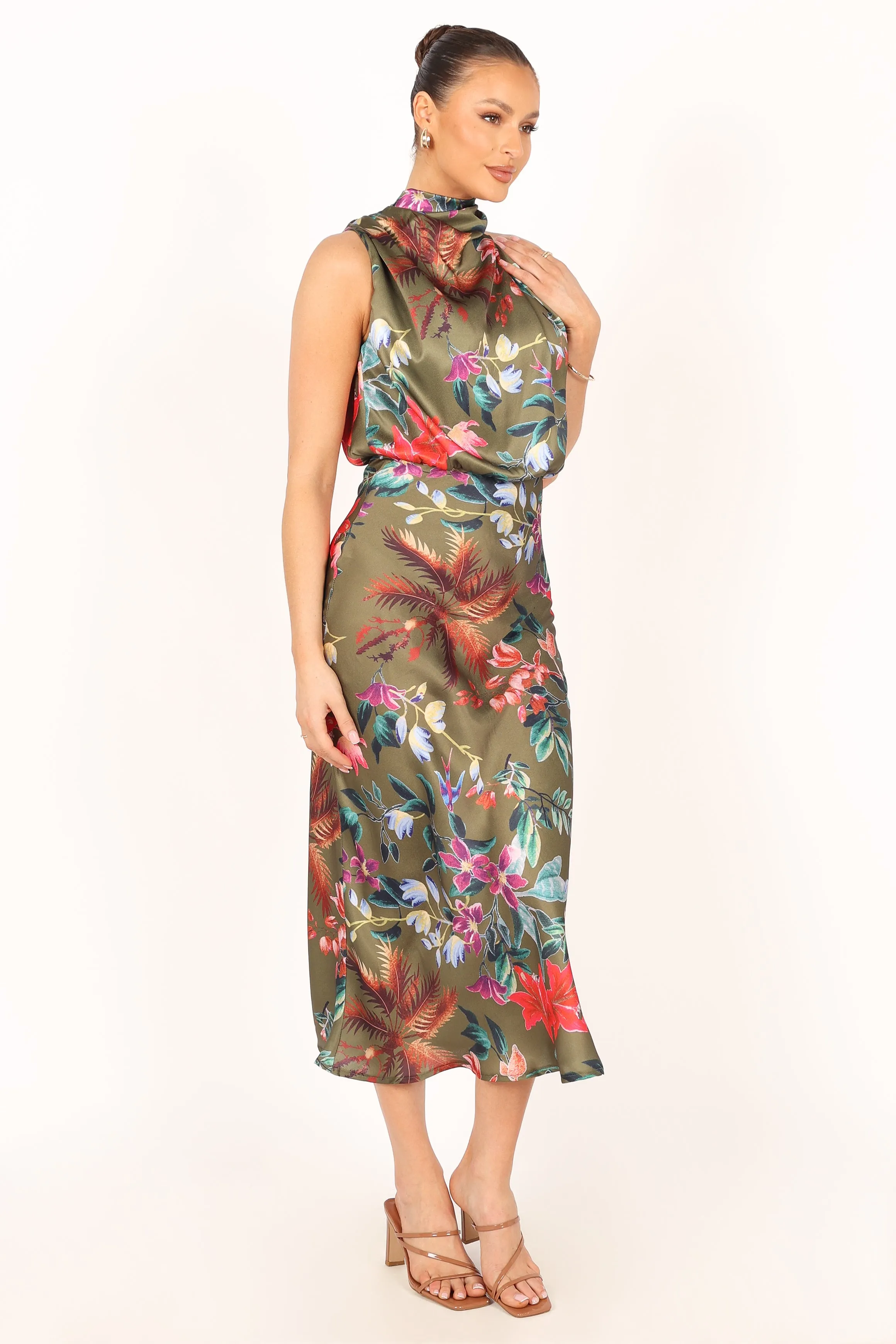 Anabelle Halter Neck Midi Dress - Green Tropical sold by Petal & Pup product image thumbnail 2