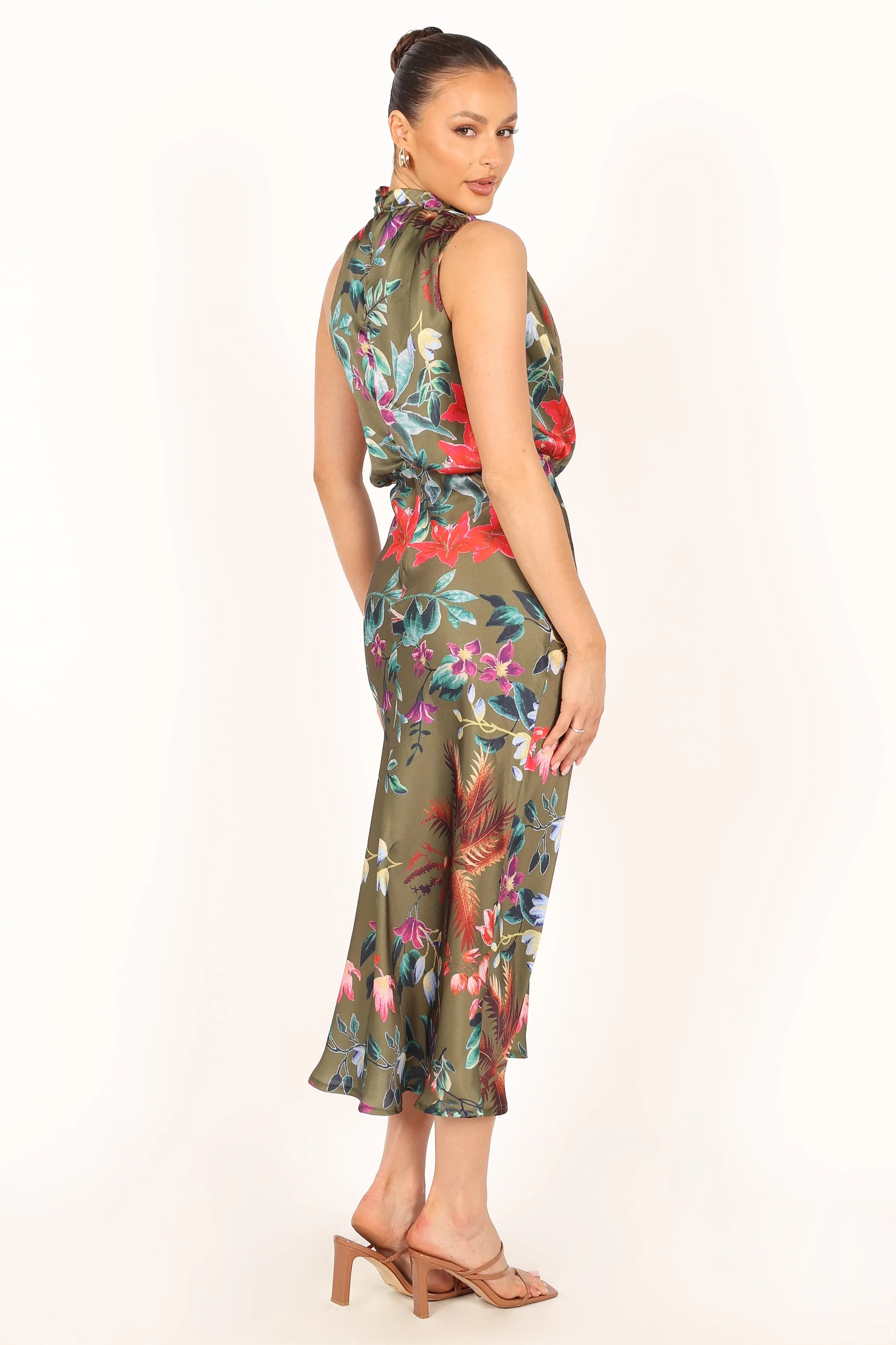 Anabelle Halter Neck Midi Dress - Green Tropical sold by Petal & Pup product image thumbnail 5