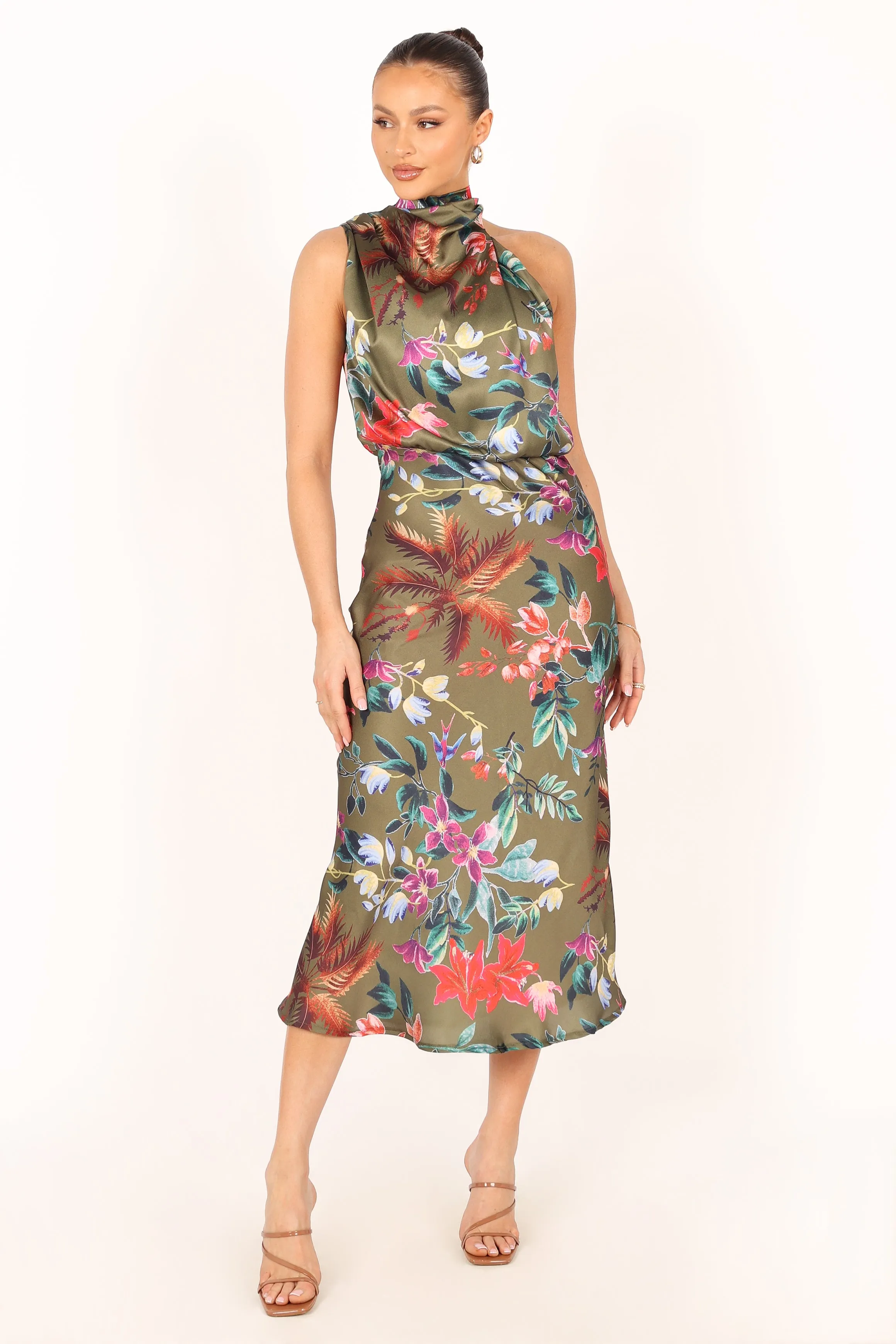 Anabelle Halter Neck Midi Dress - Green Tropical sold by Petal & Pup