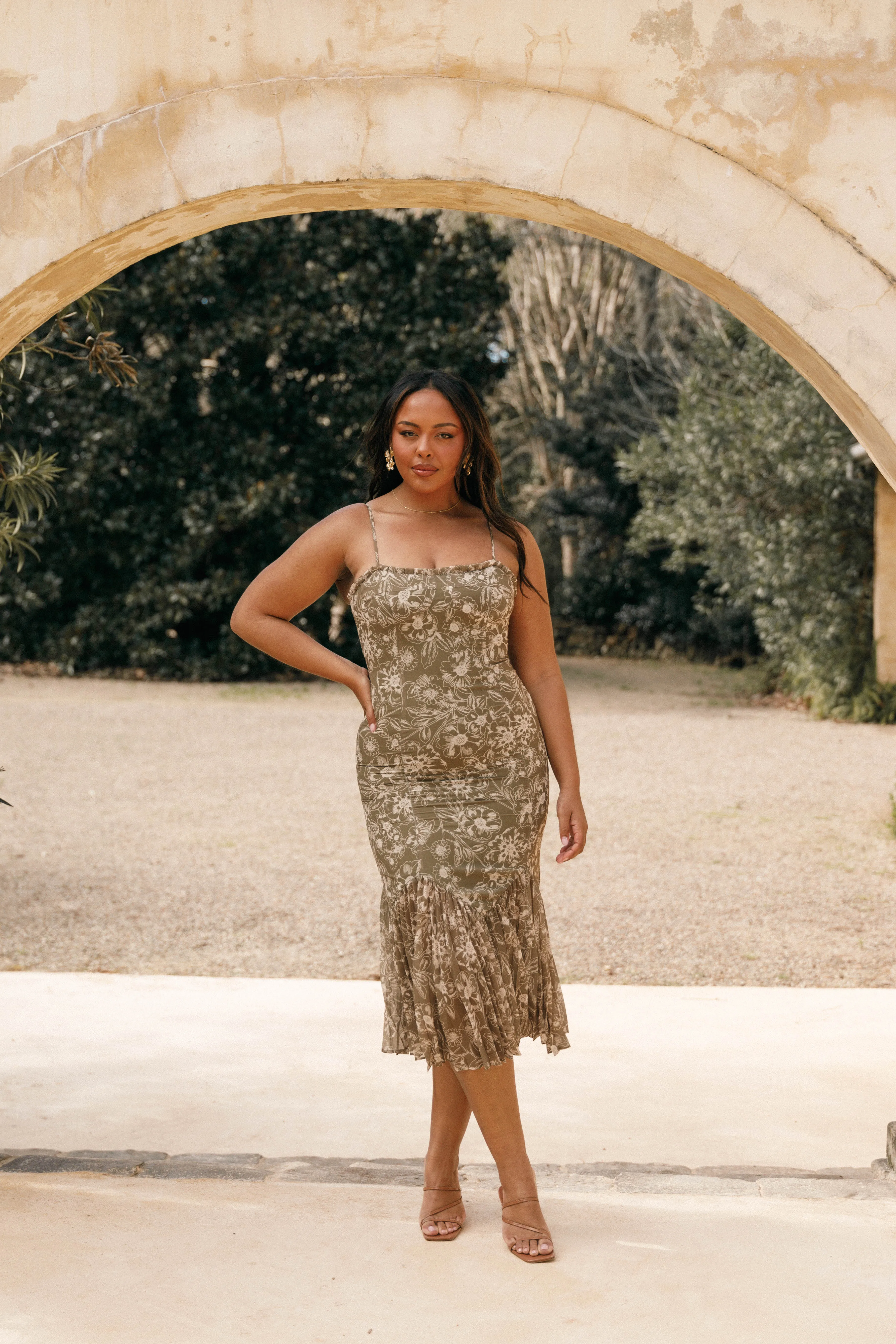 Ashton Midi Dress - Olive Floral sold by Petal & Pup product image thumbnail 2