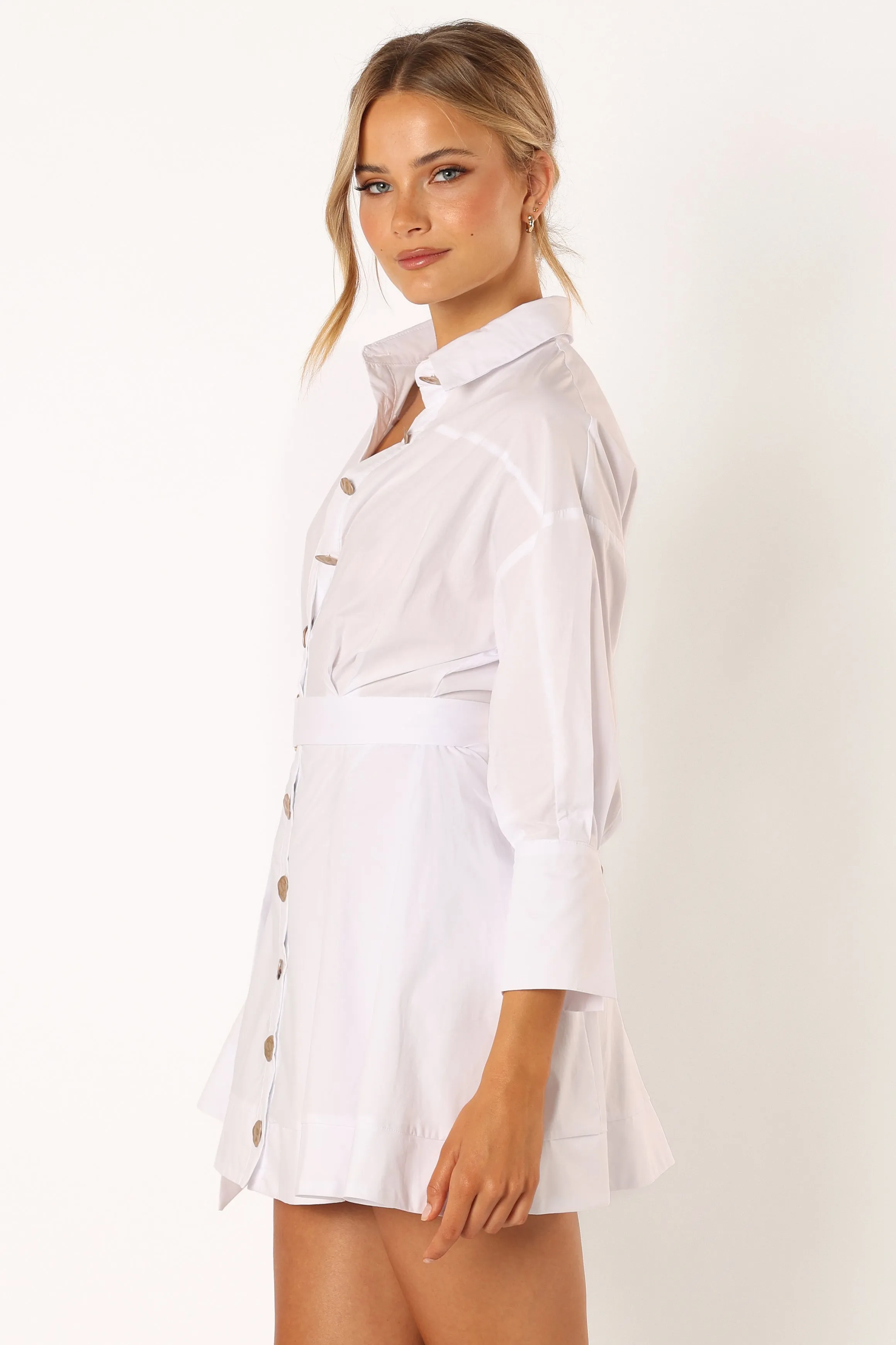 Julia Belted Mini Dress - White sold by Petal & Pup product image thumbnail 3