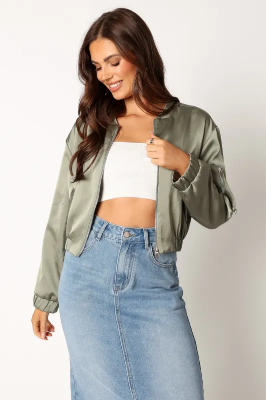 Kyra Bomber Jacket - Sage sold by Petal & Pup