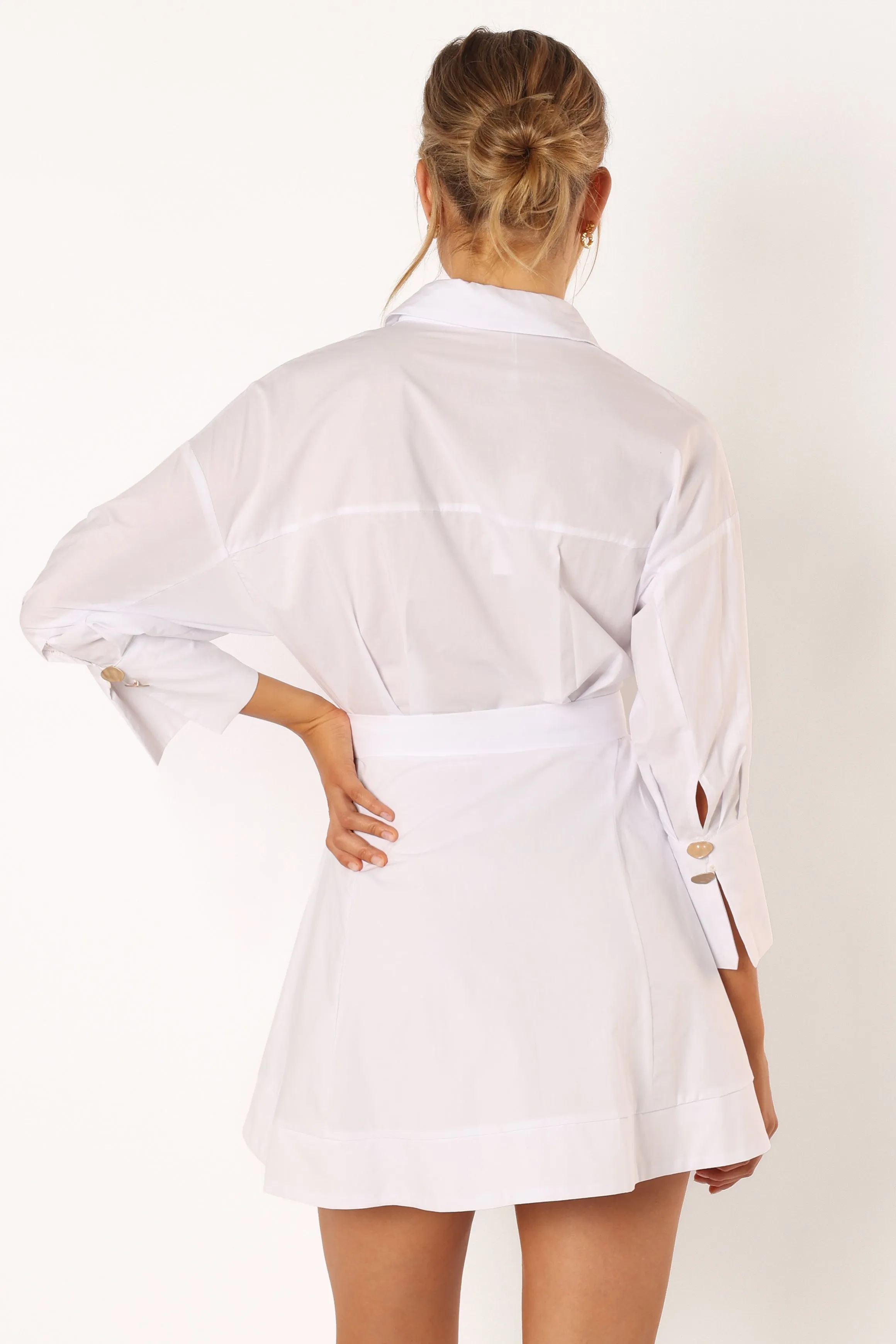 Julia Belted Mini Dress - White sold by Petal & Pup product image thumbnail 4