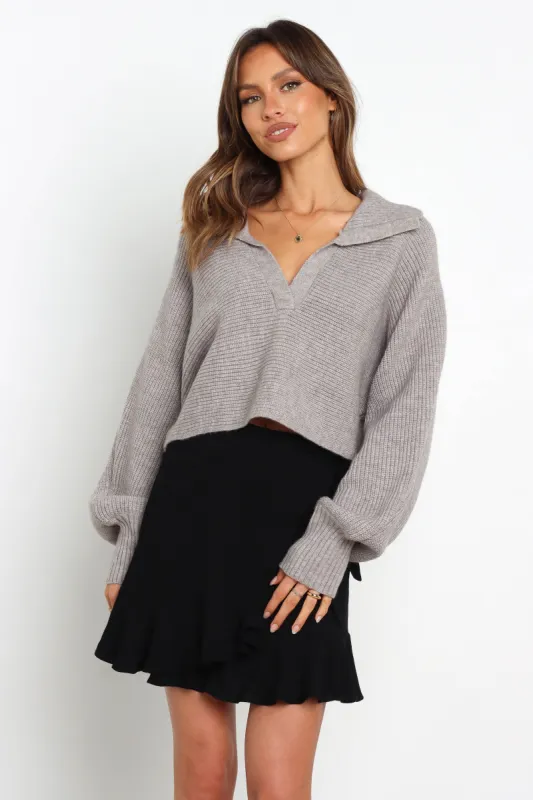 Harrison Knit Sweater - Grey sold by Petal & Pup